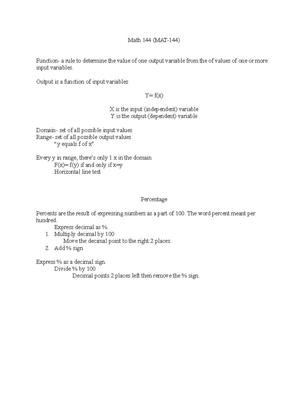 Math 144 (Mat-144): Functional Variables Lecture Notes - Math 144 (MAT ...