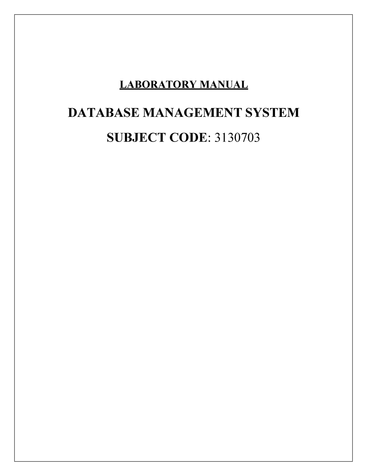 3130703 Database Management System lab manual GTU Studocu