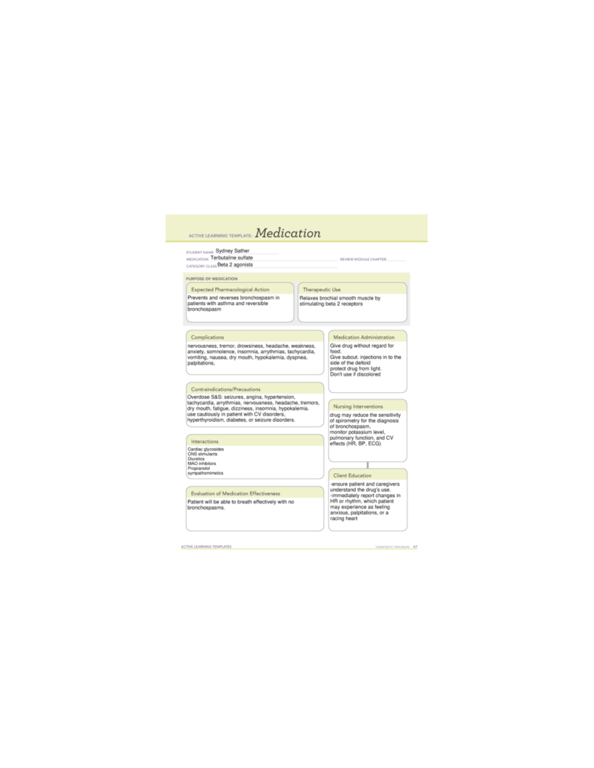 Brethine MT med template for those who need help - NURS6208 - UTRGV ...