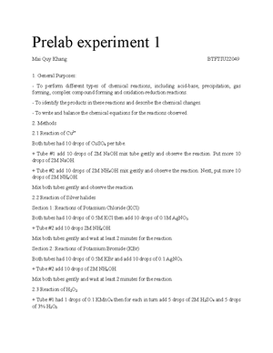 Experiment 4 Prelab - ... - Experiment 4: Chemical Equilibrium Mai Quy ...