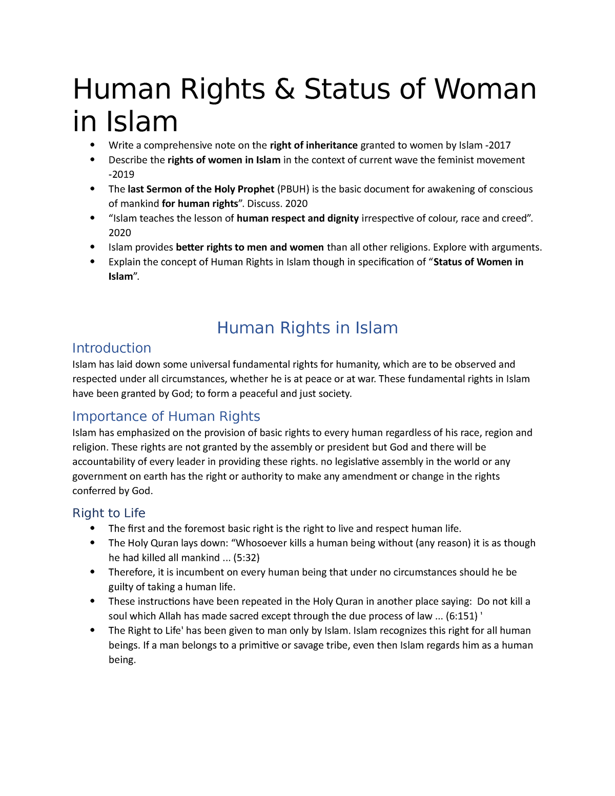 women's rights in islam essay in english