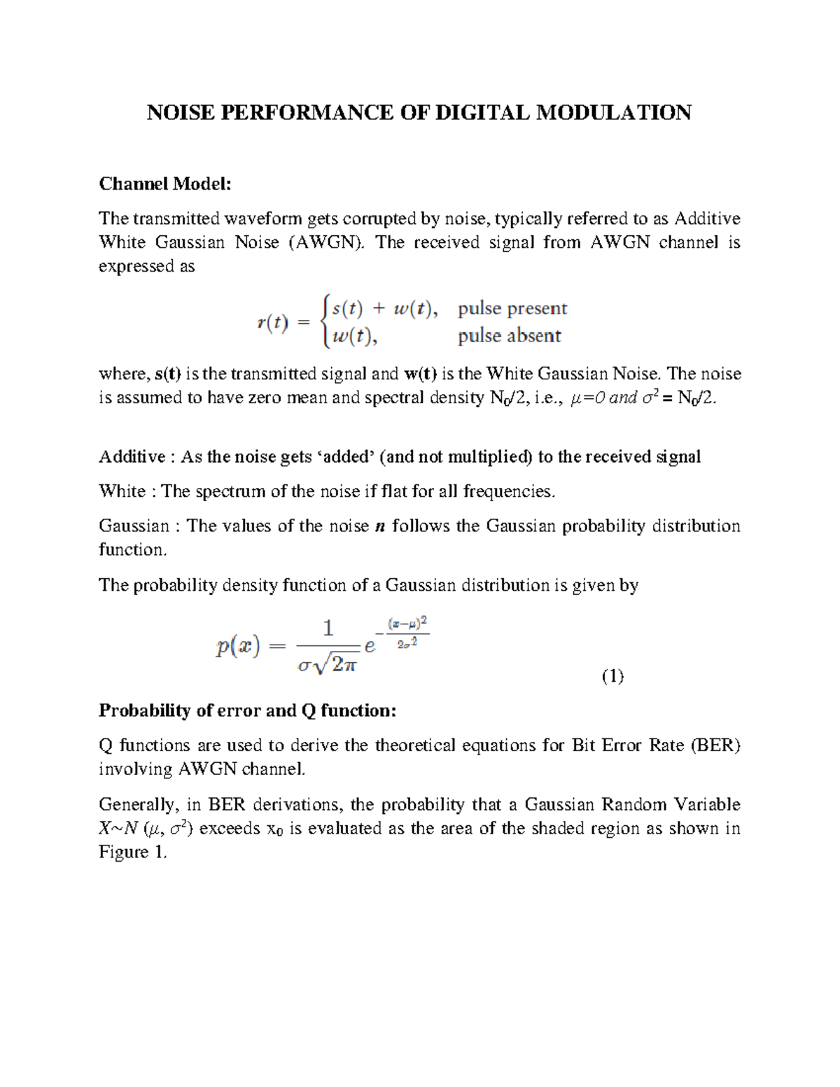 Noise performance of Digital Modulation Problems - NOISE PERFORMANCE OF ...
