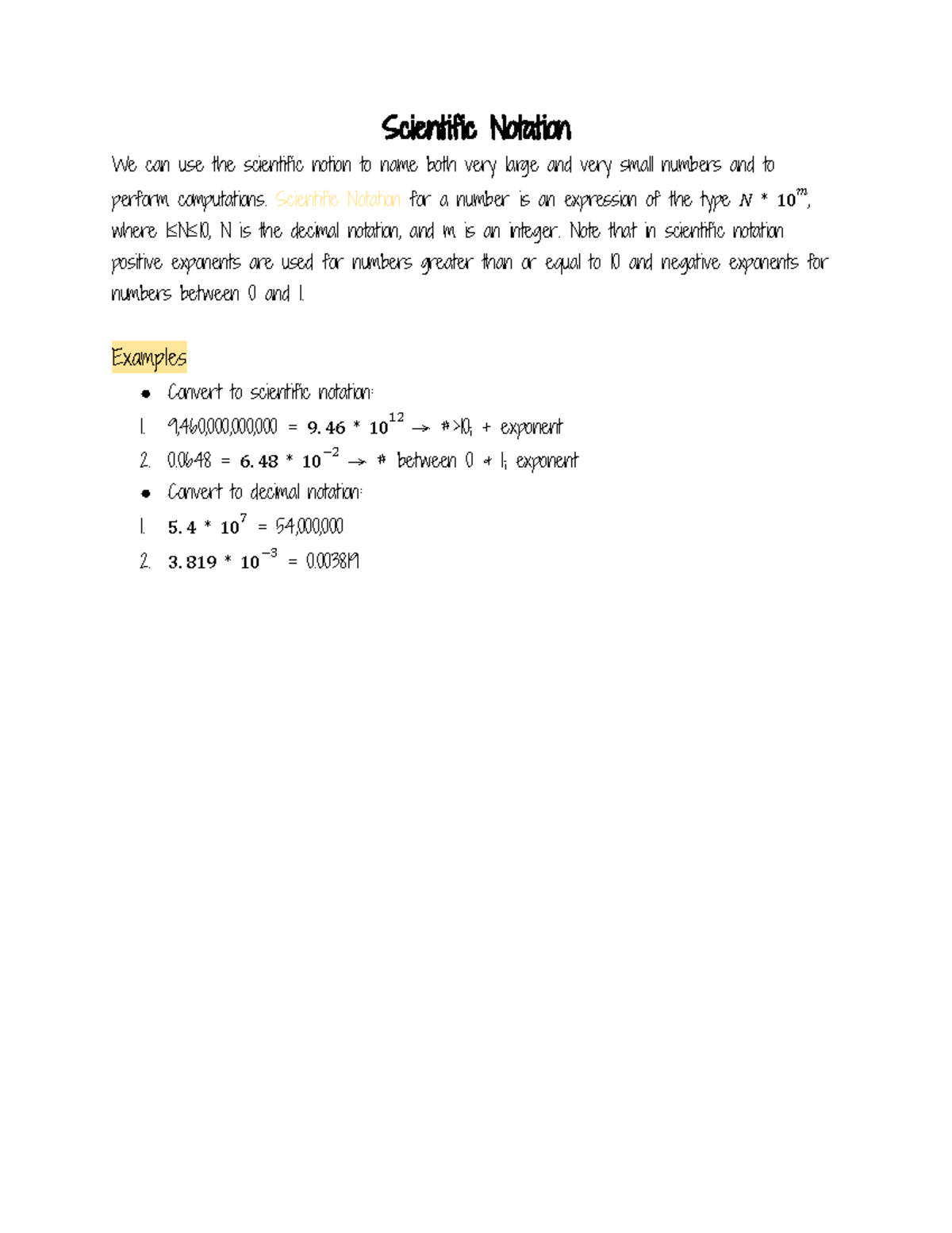 Just In Time Review 8 - This section goes over Scientific Notation and ...