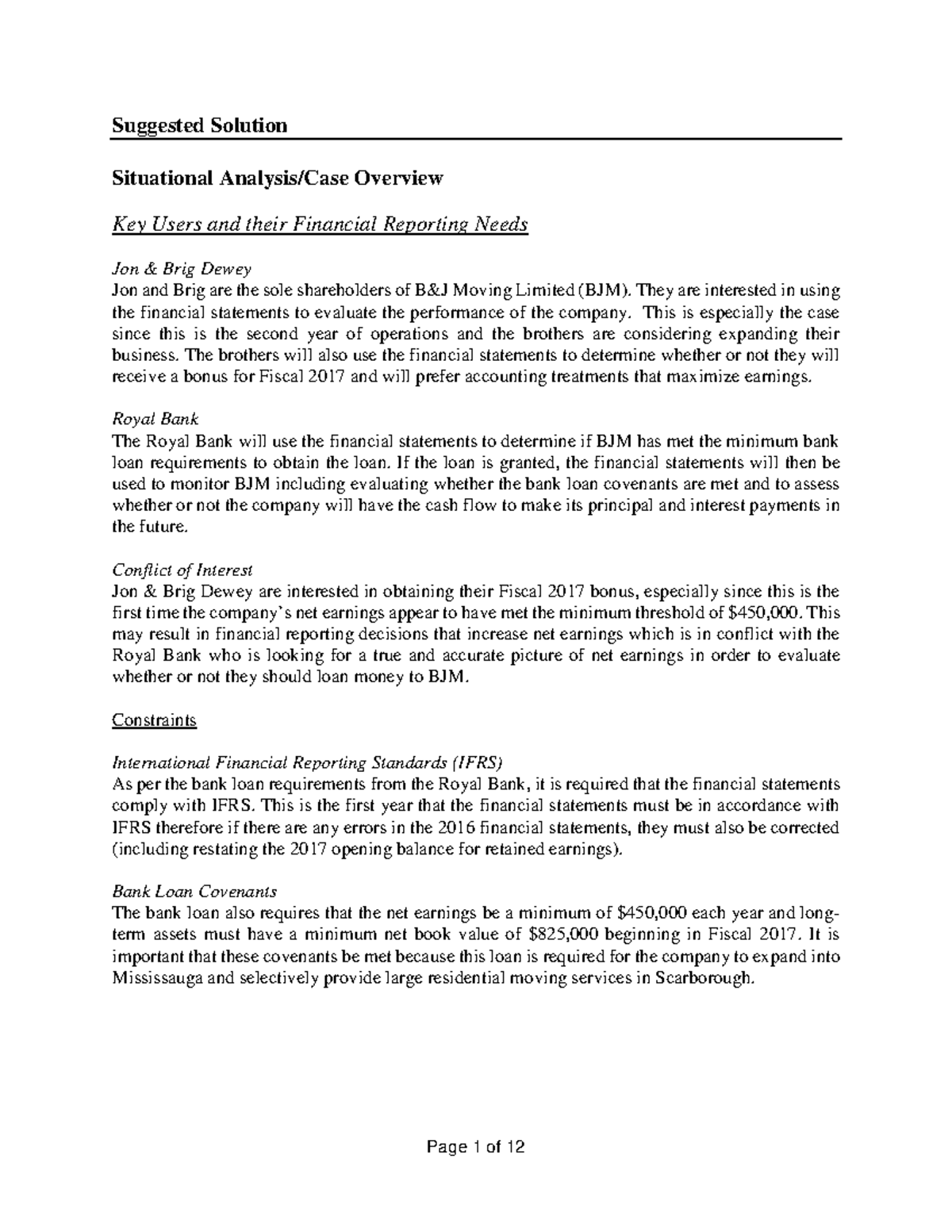 2018 S MGAC01 Case Solution Suggested Solution Situational