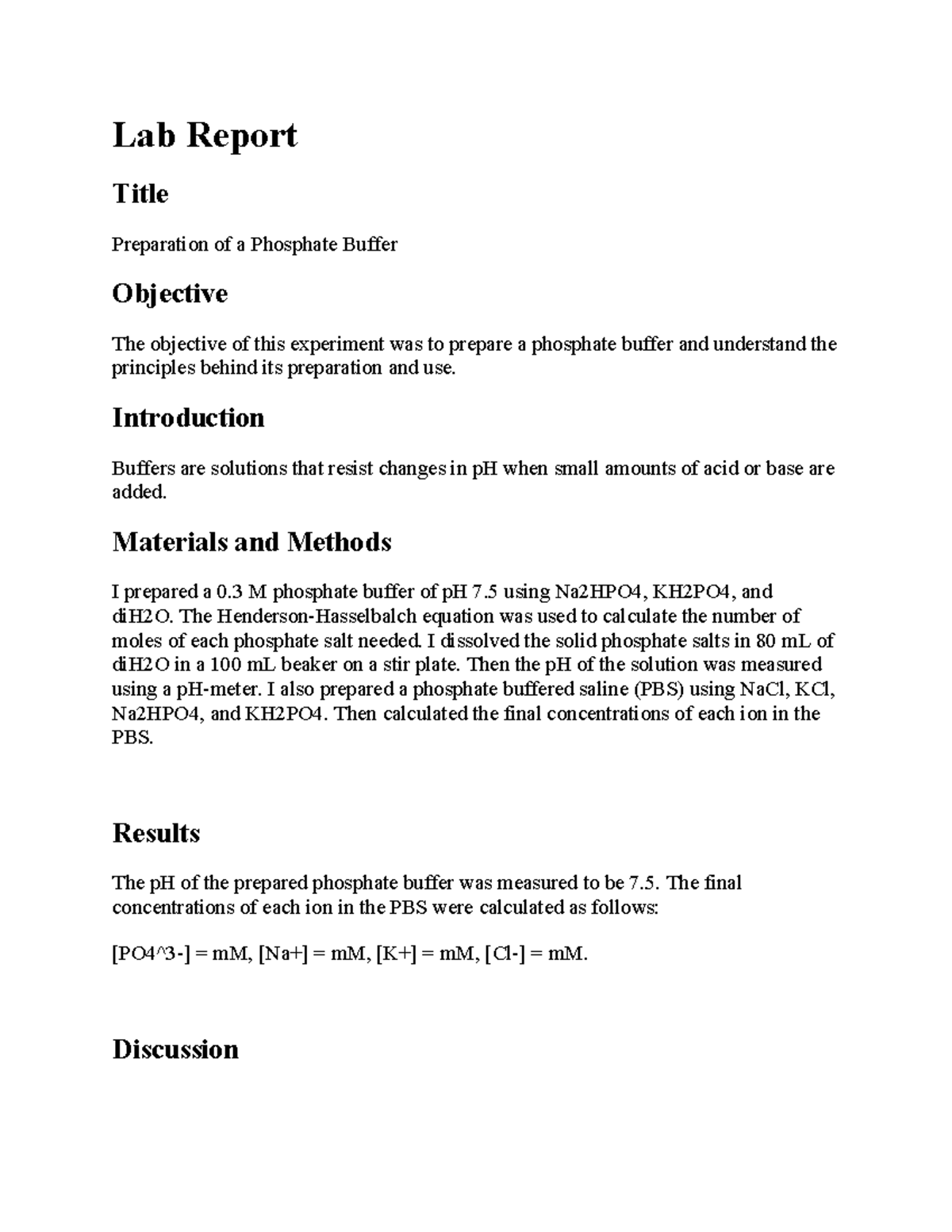 Lab 3 report Laboratory N° 3 Biological Buffers IIPreparation of a