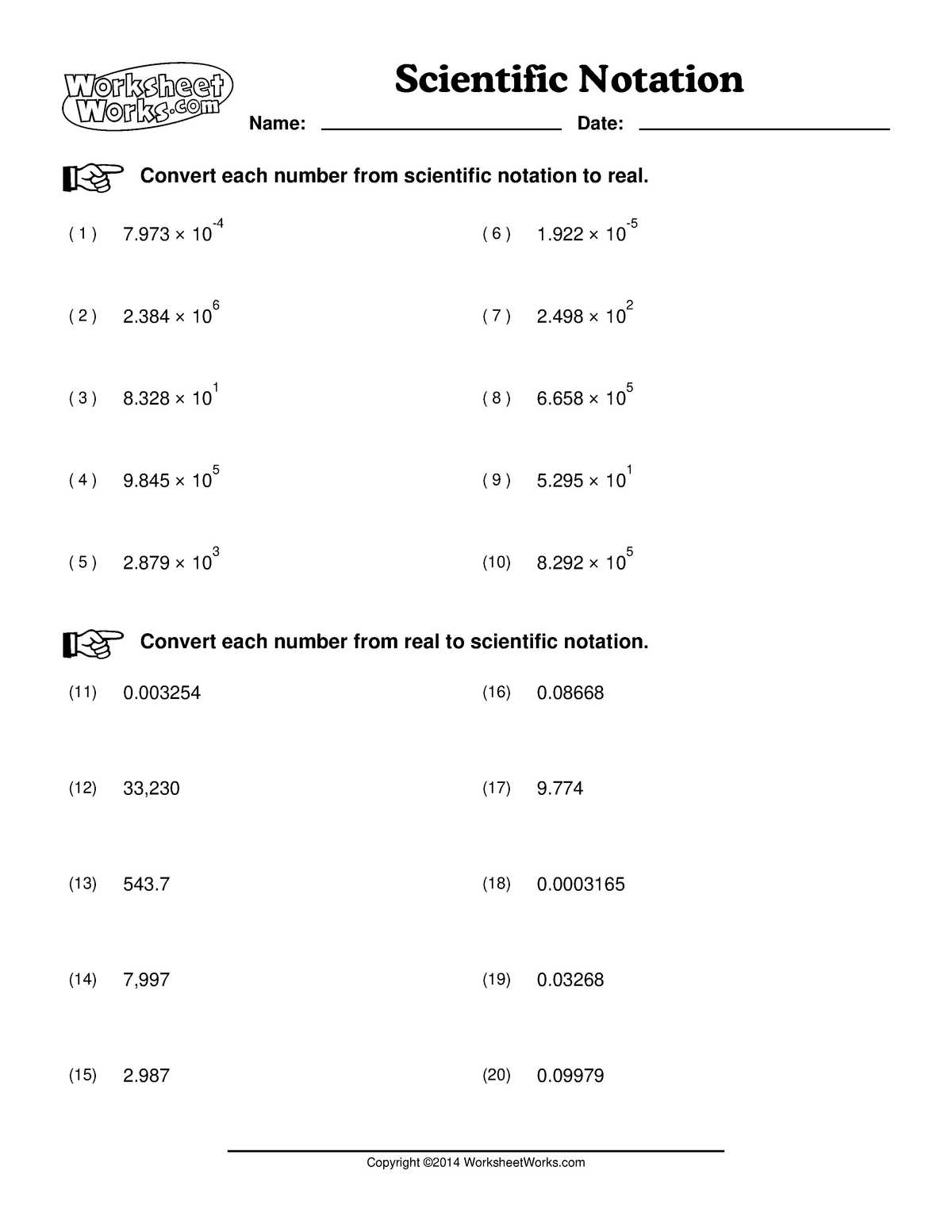 Scientific Notation Practice Worksheet Educational Worksheet