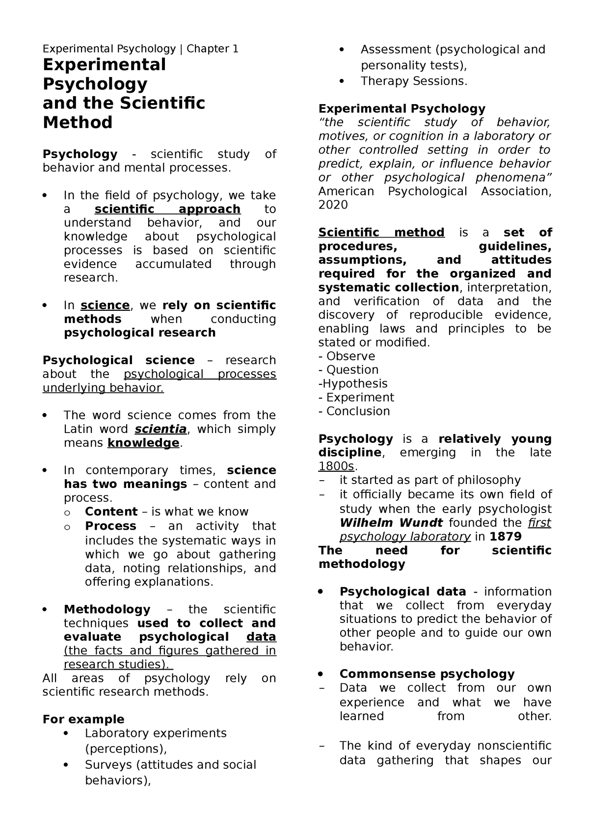 chapter-1-experimental-psychology-and-scientific-method-lecture-notes