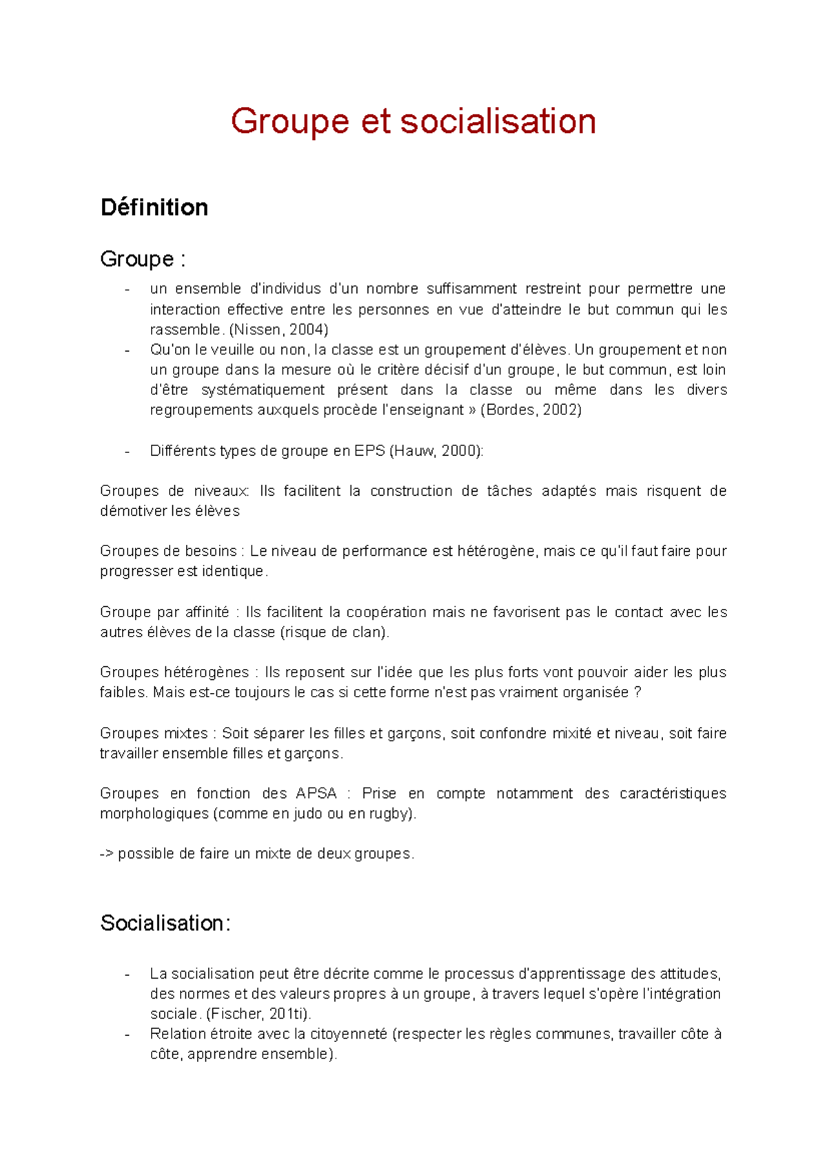 Fiche Groupe Et Socialisation - Groupe Et Socialisation Définition ...