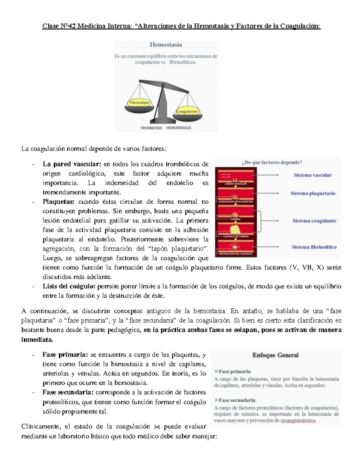 Concepto sobre la hemostasia