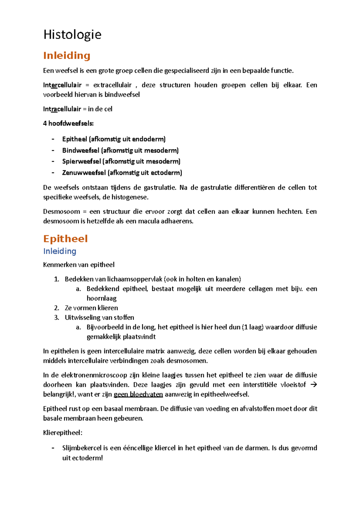 Histologie Samenvatting - Algemene Cel- En Weefselleer Van De ...