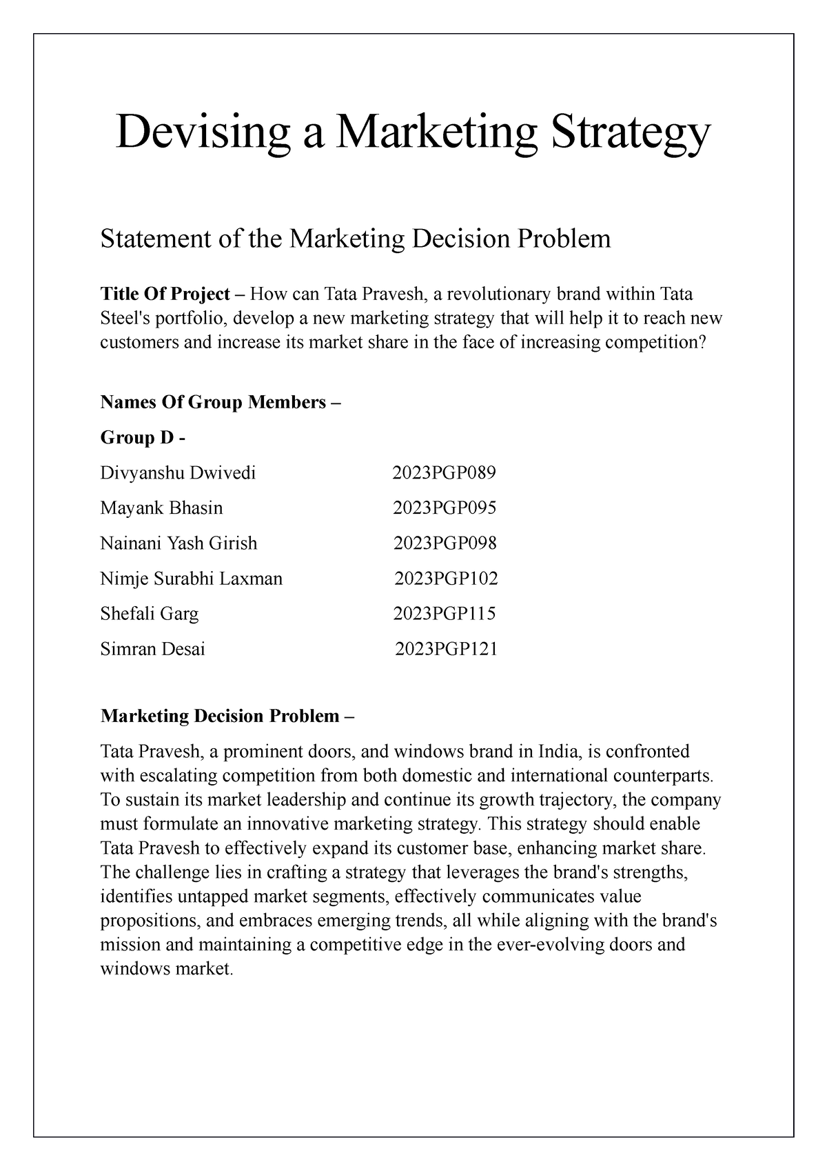 marketing-strategy-statement-of-marketing-decision-problem-group-d