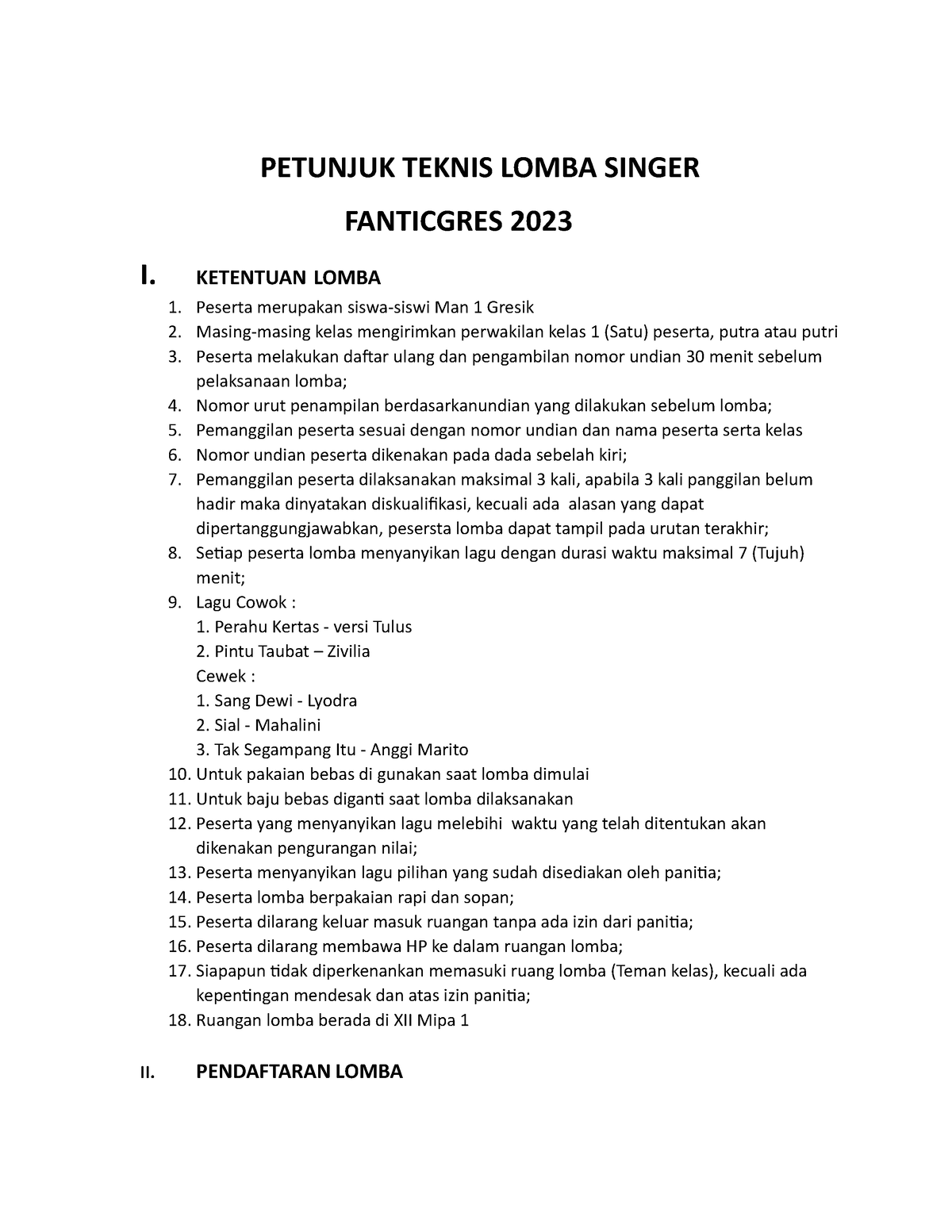 Petunjuk Teknis Lomba Singer-1-1-1 - PETUNJUK TEKNIS LOMBA SINGER ...