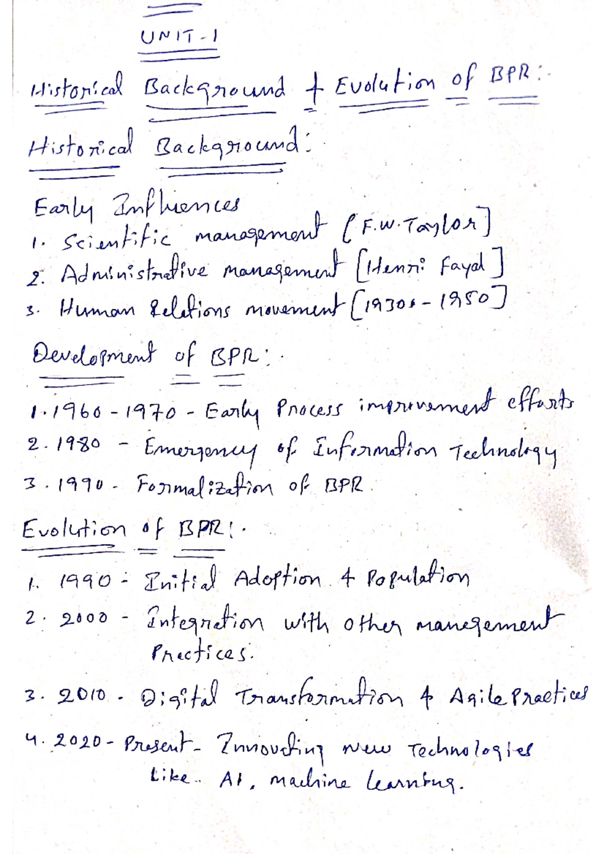 BUSINESS PROCESS REENGINEERING - 1 Historical Background t Evolution of ...