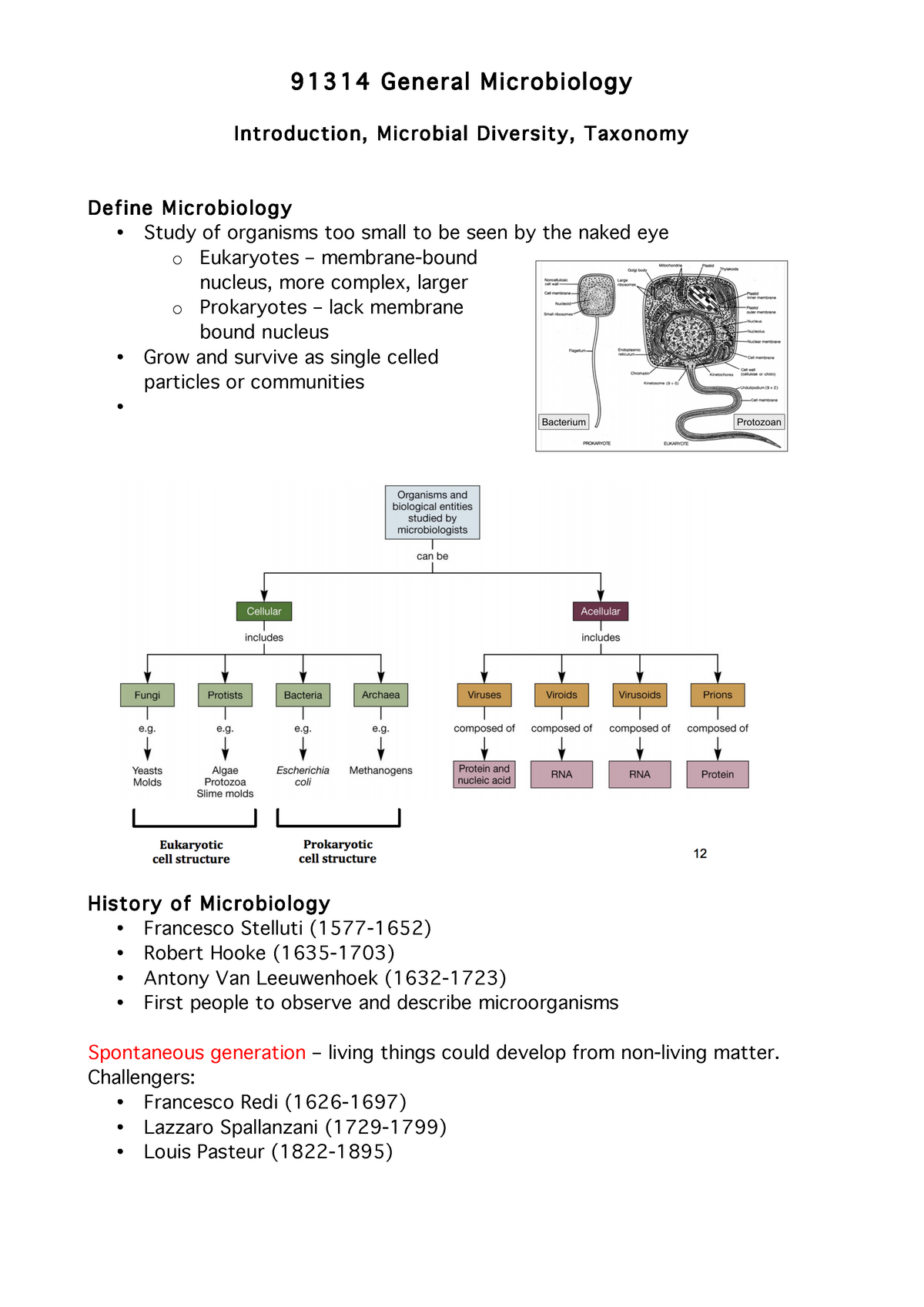 Genmicronotes - 91314 General Microbiology Introduction, Microbial ...