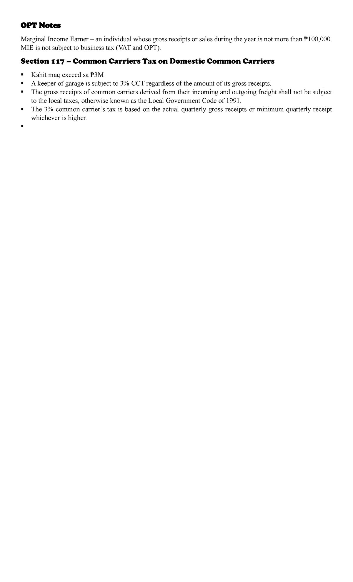OPT Notes - OPT Notes Marginal Income Earner – an individual whose ...