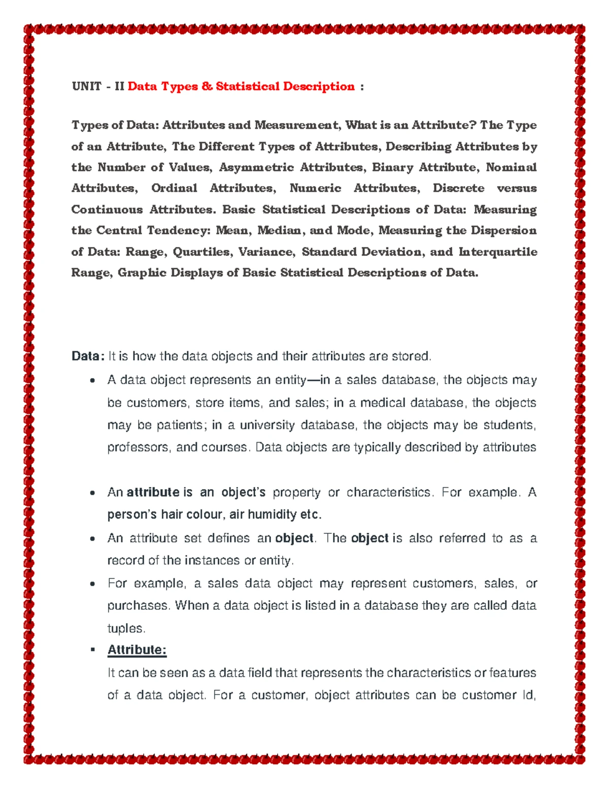 IDS UNIT I - .................. - Introduction to Data Science Year/Sem ...