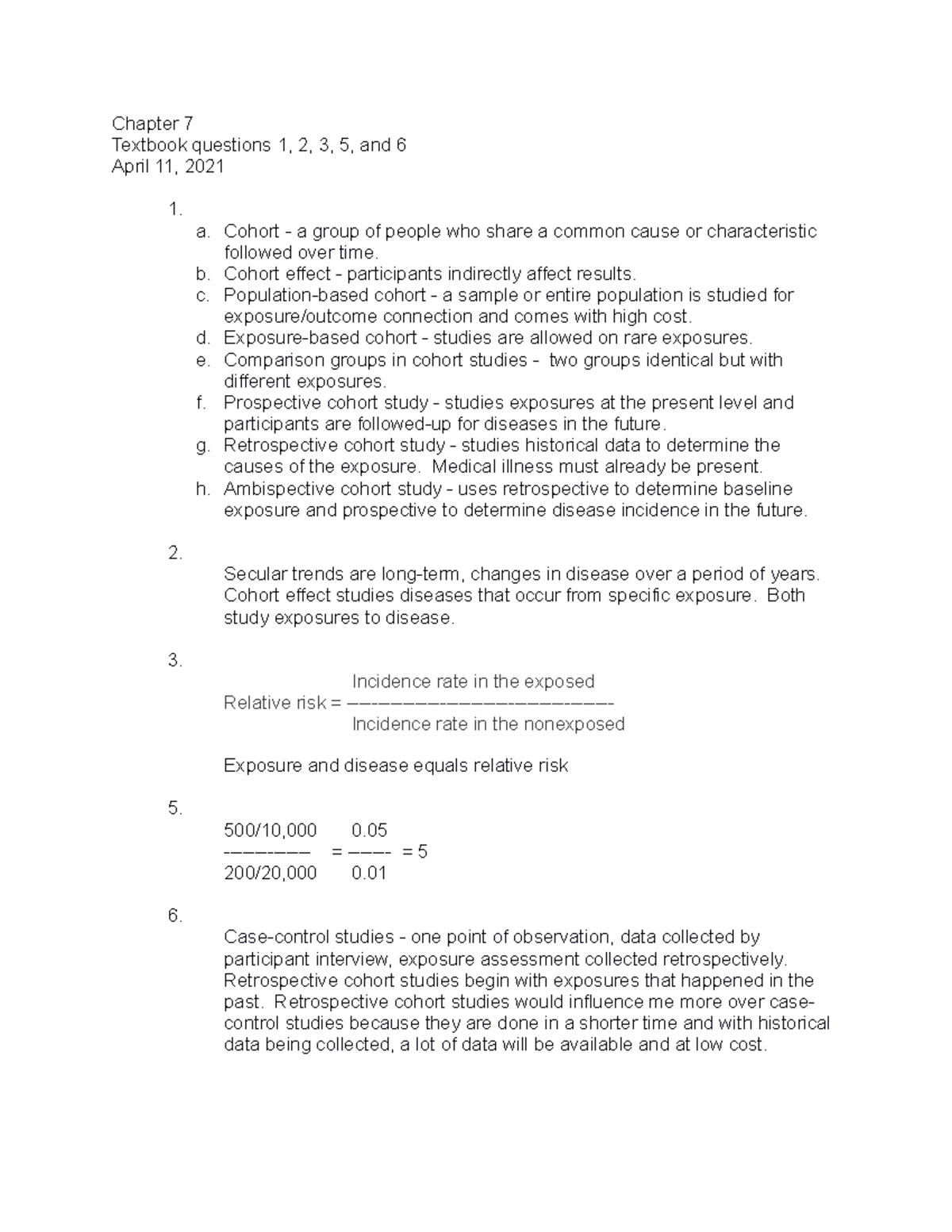 Chapter+7+textbook+ques+ - Chapter 7 Textbook questions 1, 2, 3, 5, and ...