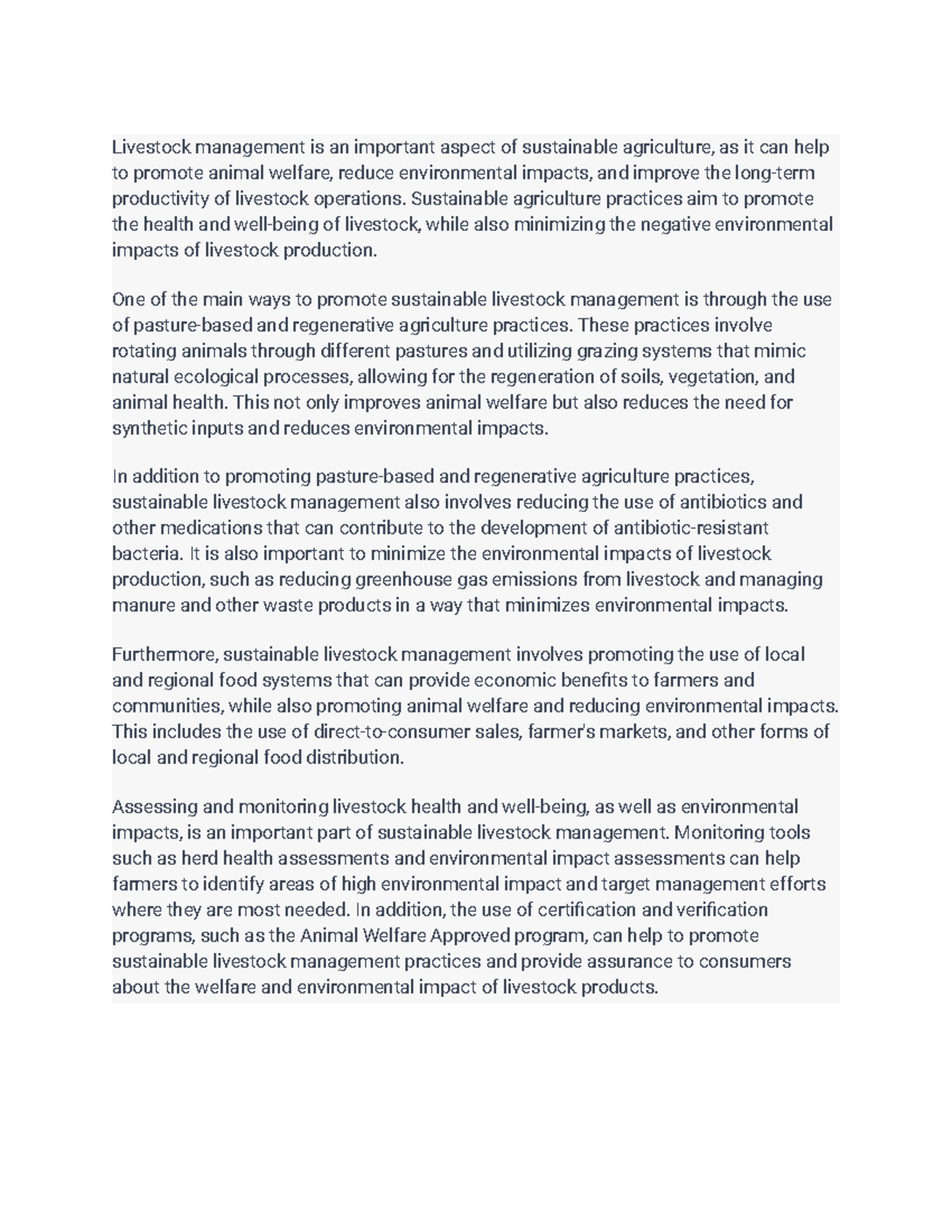 Livestock Management Notes Livestock management is an important