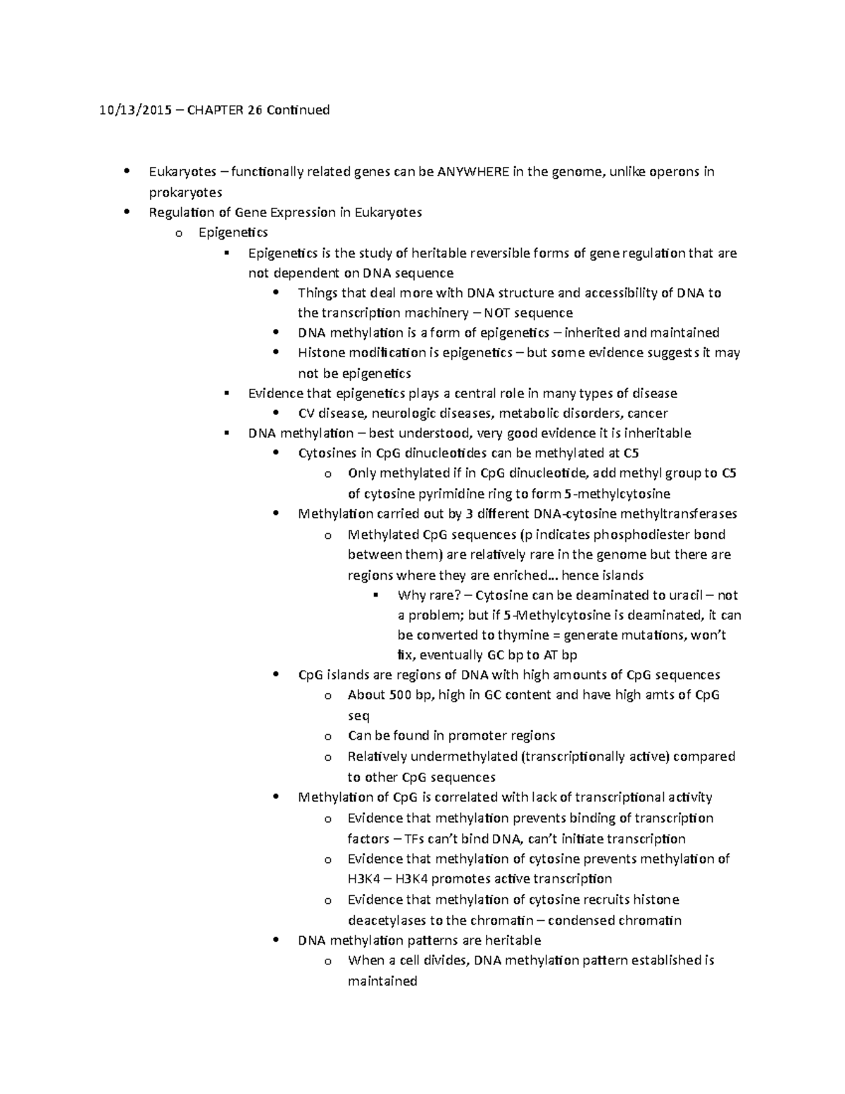 Regulation of Gene Expression Continued - Studocu