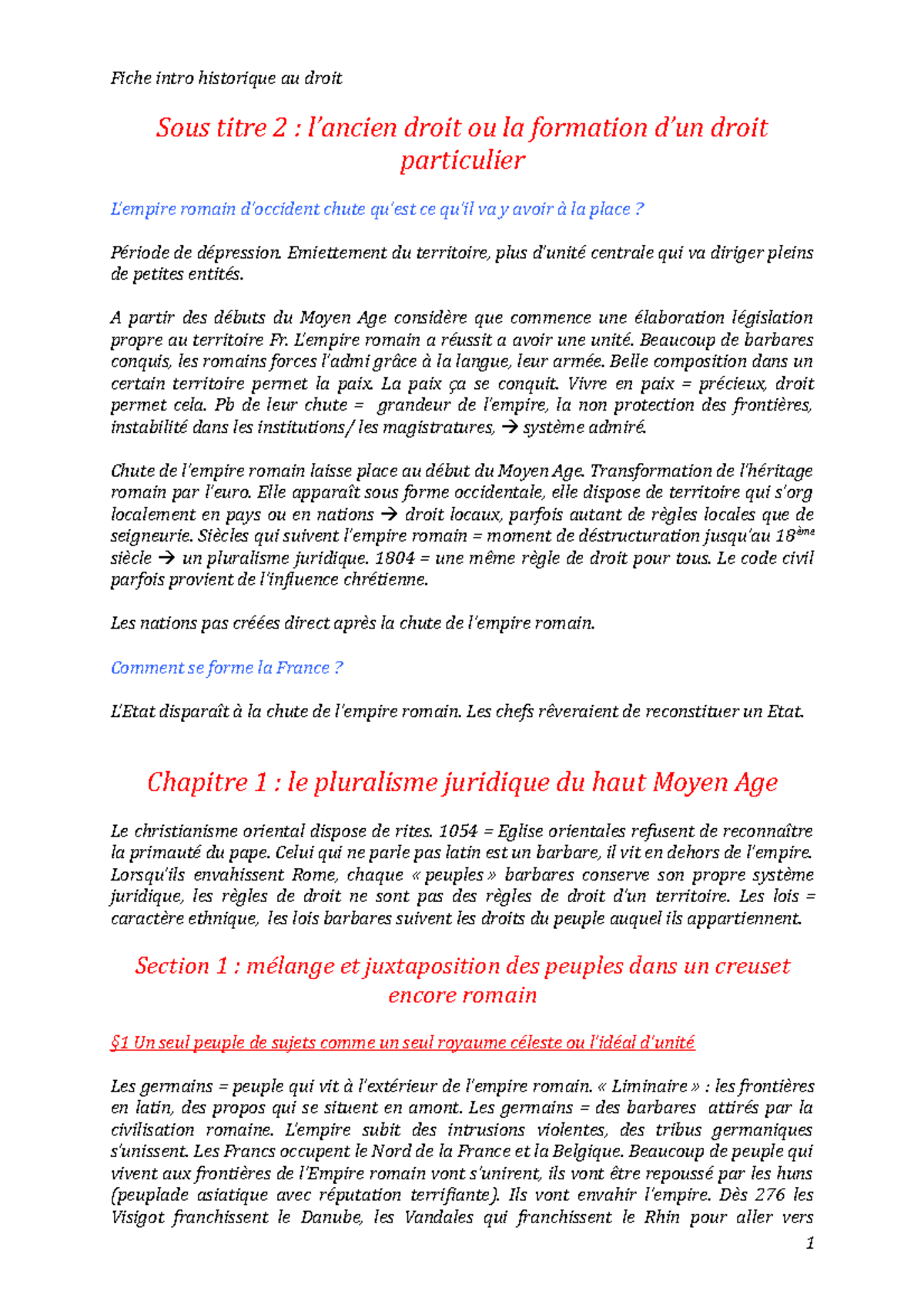 Fiche Intro Historique Au Droit 3 - Fiche Intro Historique Au Droit ...