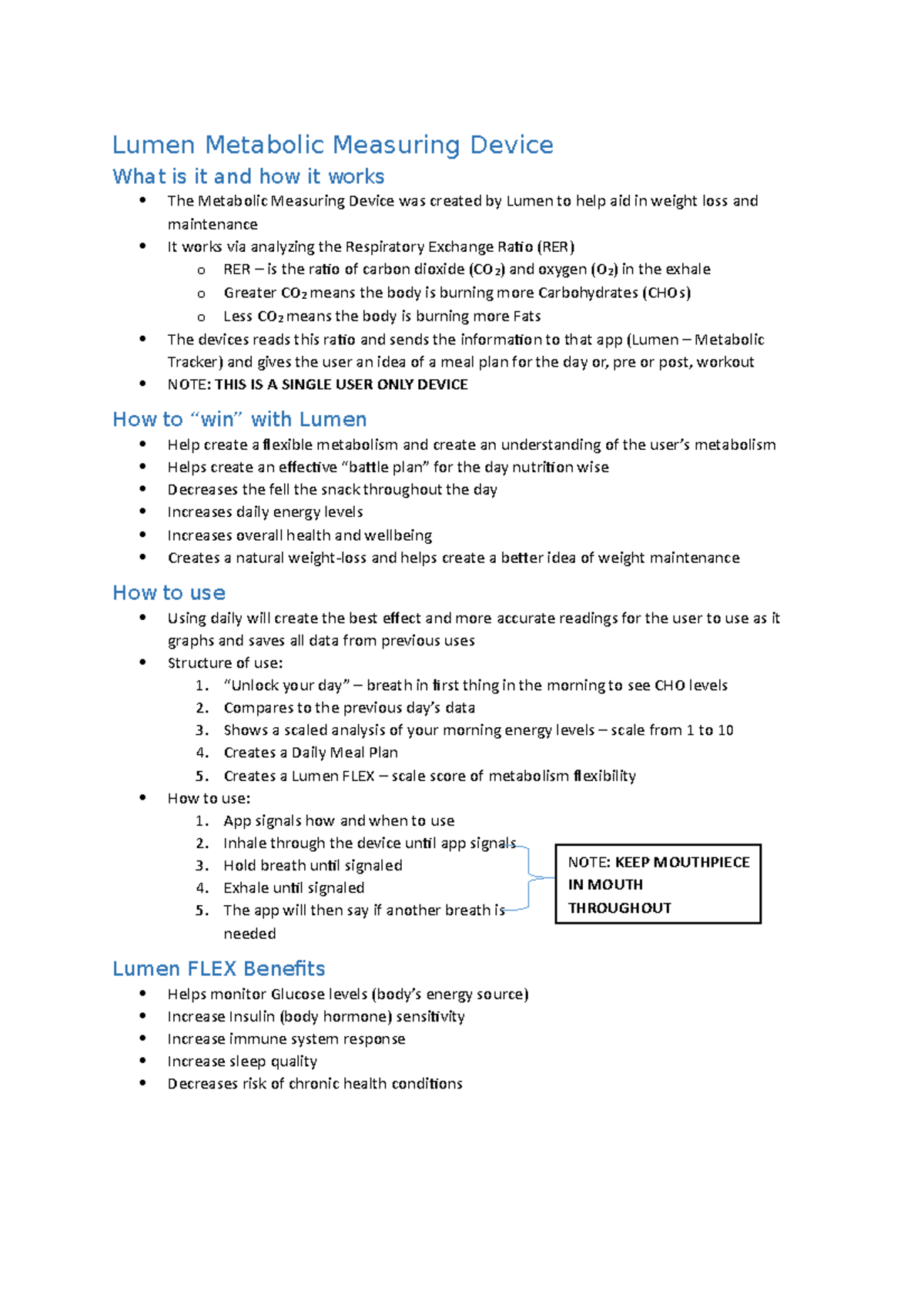 Lumen Metabolic Measuring Device 4 “Unlock your day” breath in