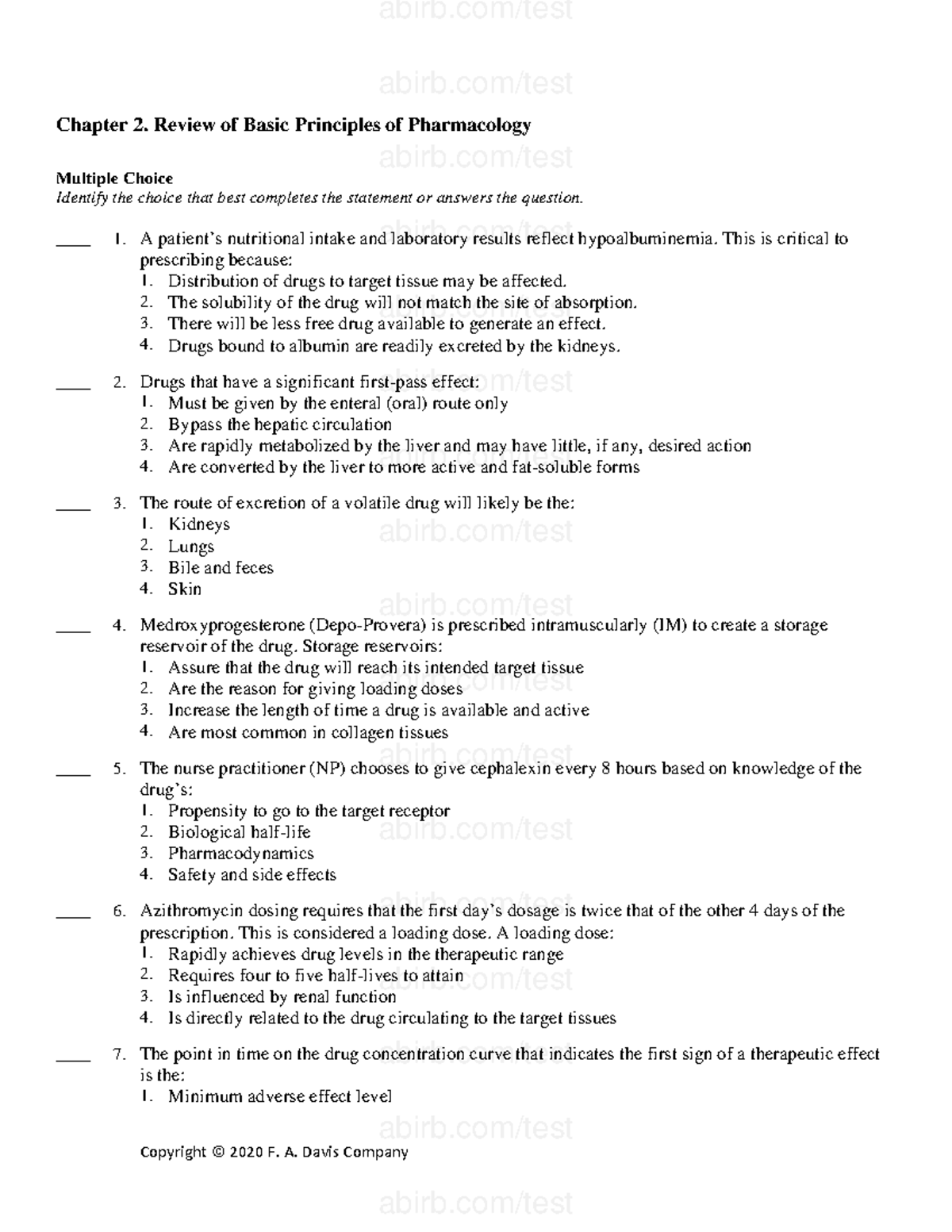 Chapter 2- Basics Of Pharmacology. - Copyright © 2020 F. A. Davis ...