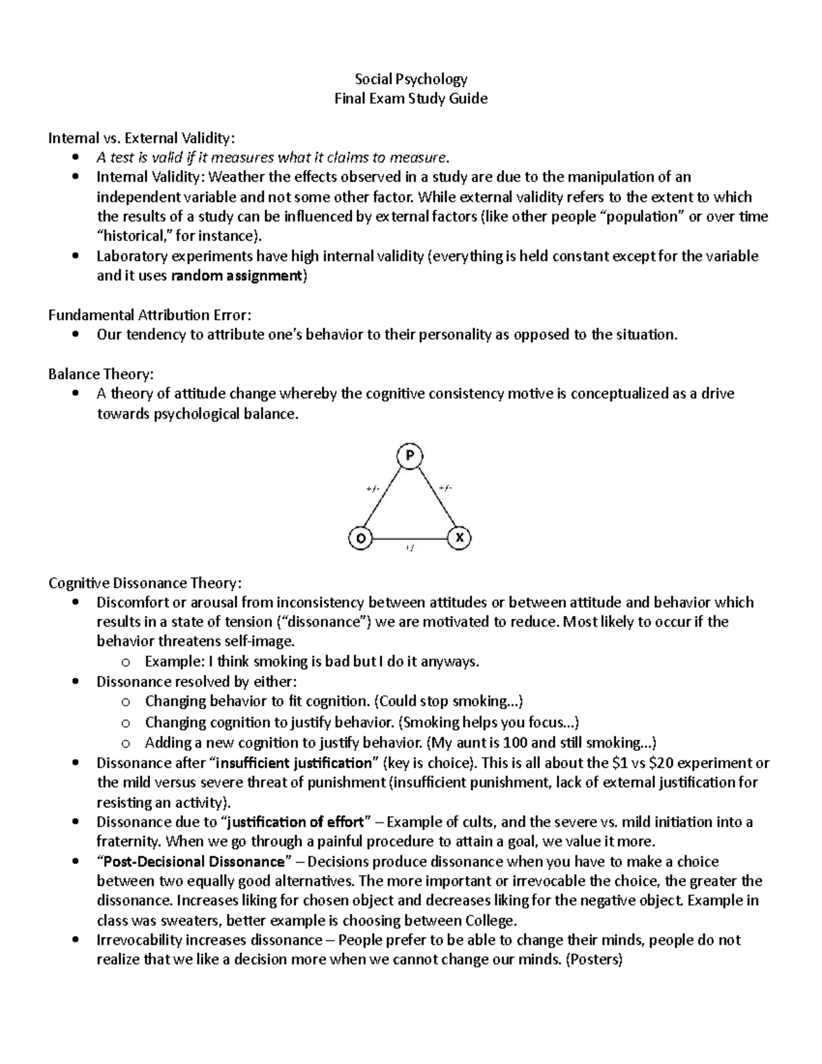 Final Exam Study Guide S - Social Psychology Final Exam Study Guide ...