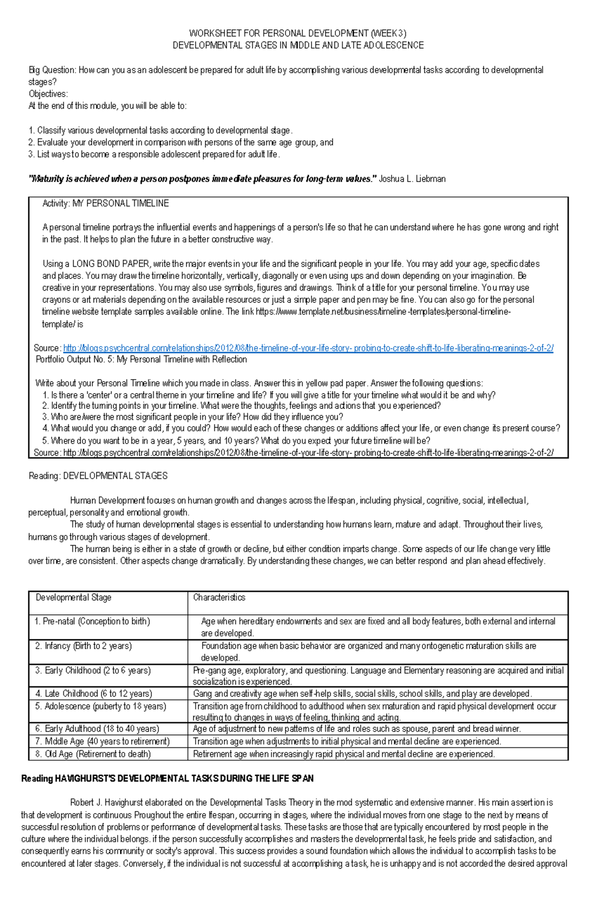 Worksheet Perdev WEEK 3 - WORKSHEET FOR PERSONAL DEVELOPMENT (WEEK 3 ...