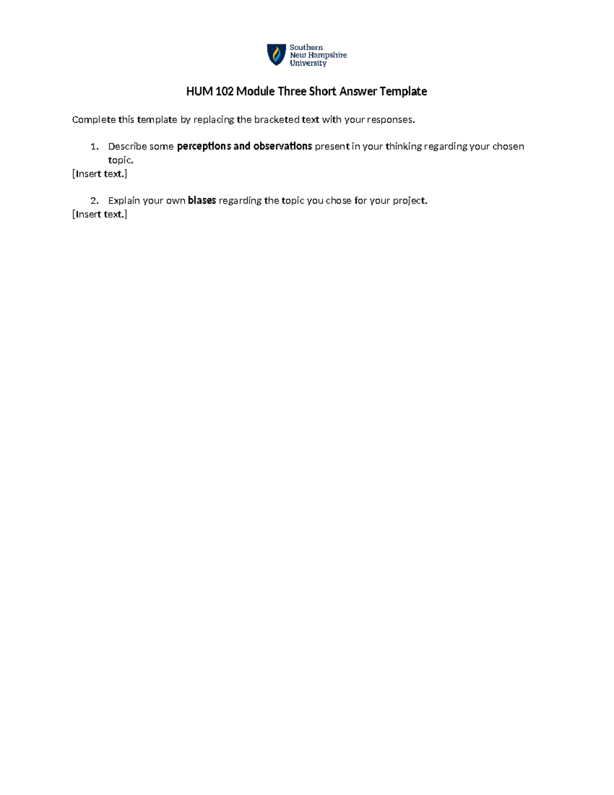 HUM 102 Module Three Short Answer Template - HUM-102-J4681 - HUM 102 ...