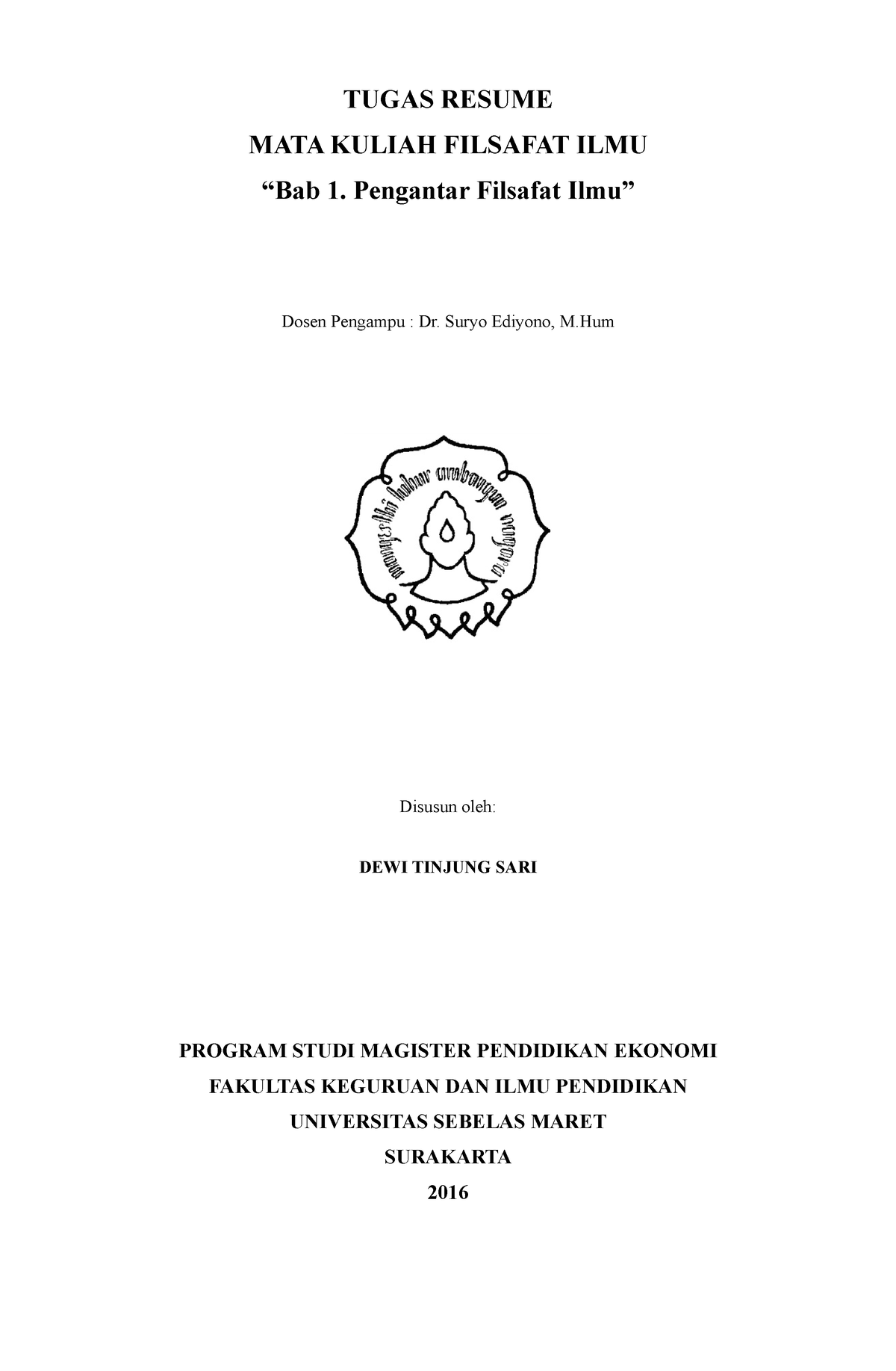 Pengantar Dan Makna Filsafat Ilmu - TUGAS RESUME MATA KULIAH FILSAFAT ...