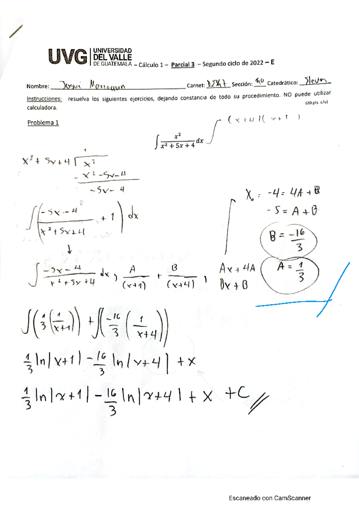 Calculo Parcial Integrales Uvg Universidad Del Valle De Guatemala C Lculo Parcial