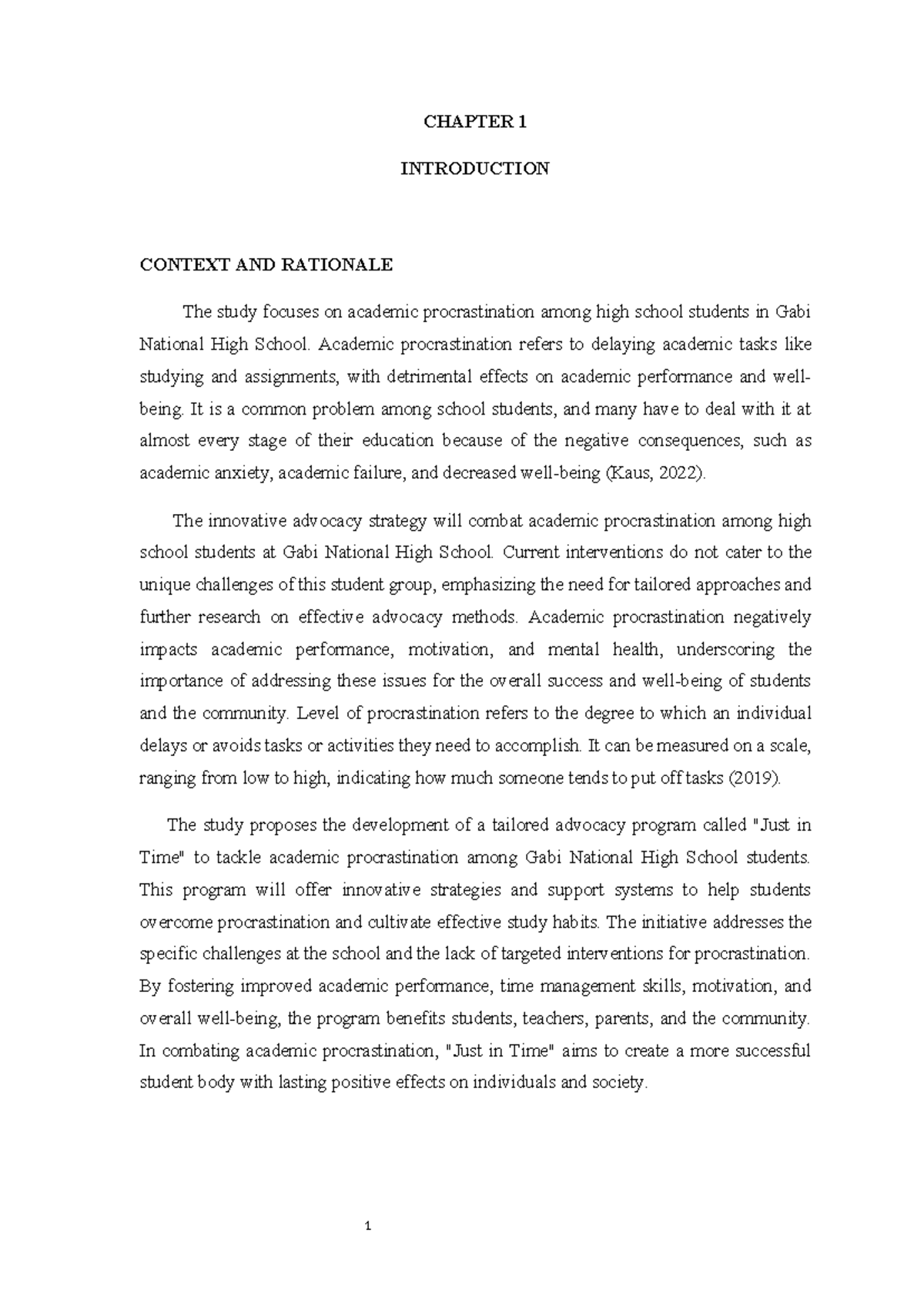 JNT Chapter 1 -3 - CHAPTER 1 INTRODUCTION CONTEXT AND RATIONALE The ...