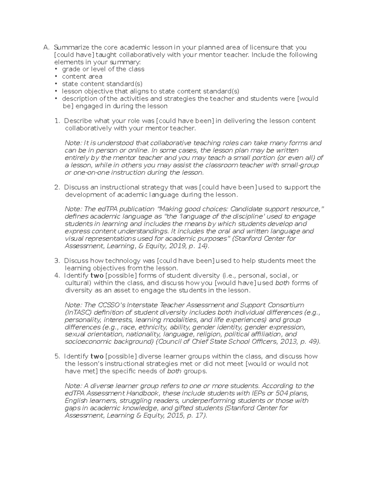Summary of Collaborative Teaching Lesson and Self-Evaluation - Studocu