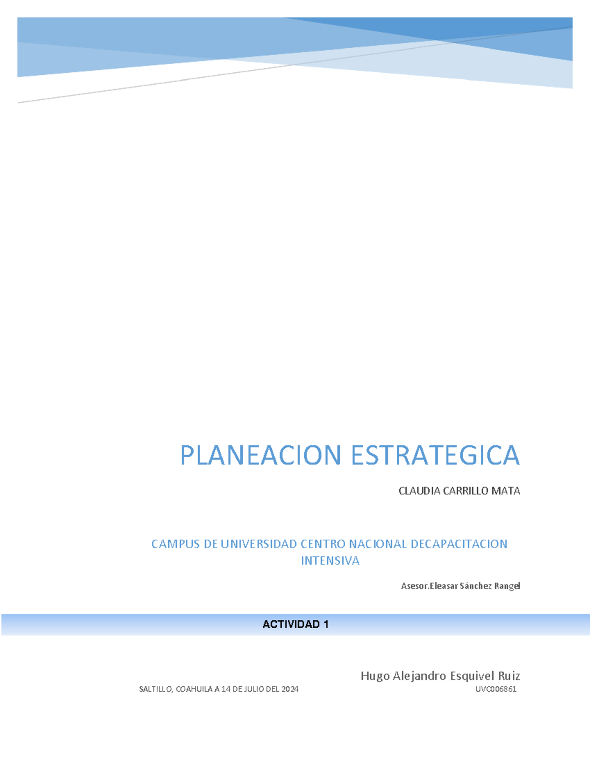 ACTIVIDAD 1 - PLANEACION ESTRATEGICA - ACTIVIDAD 1 PLANEACION ...