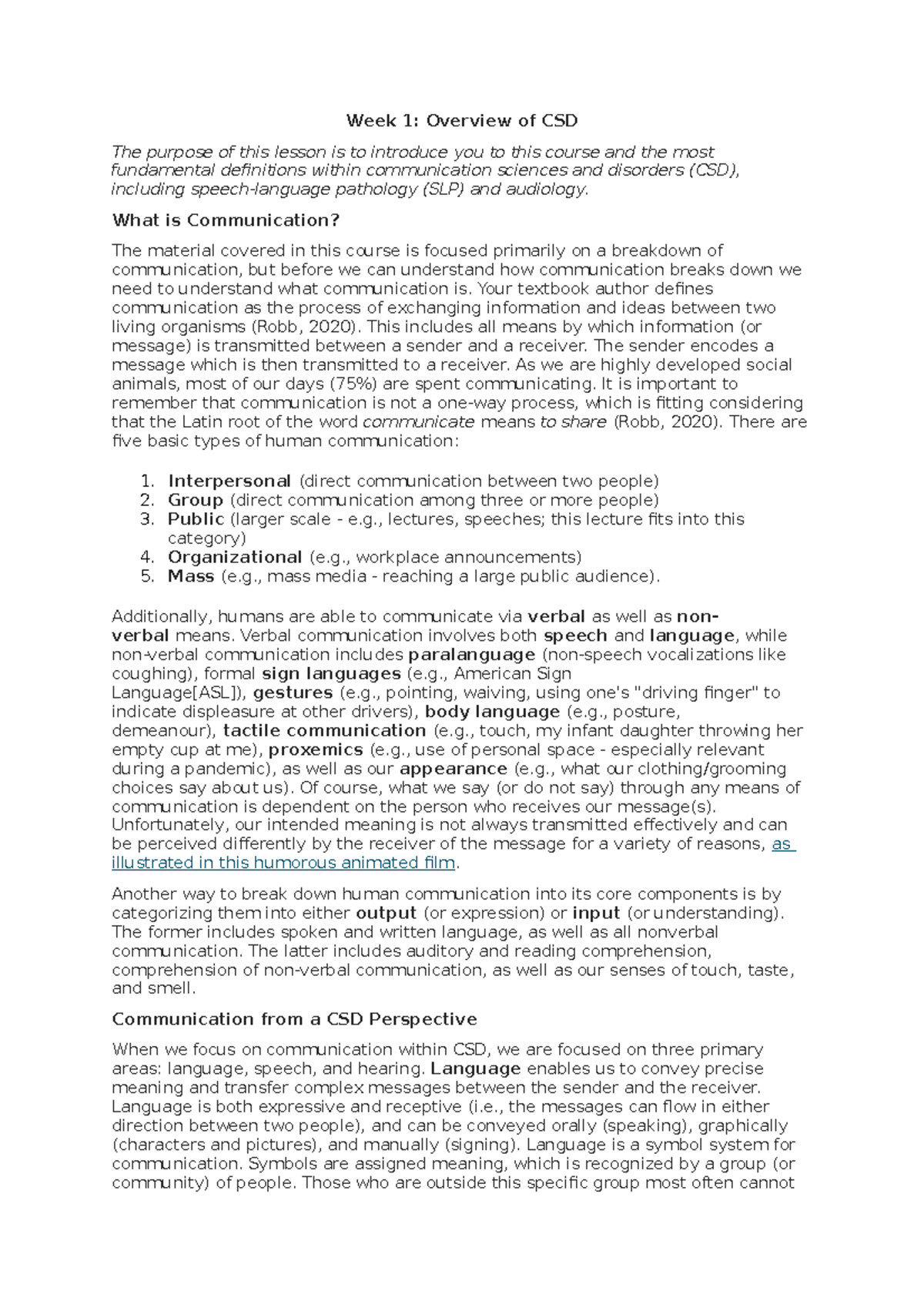 Week 1 Overview of CSD notes Week 1 Overview of CSD The purpose