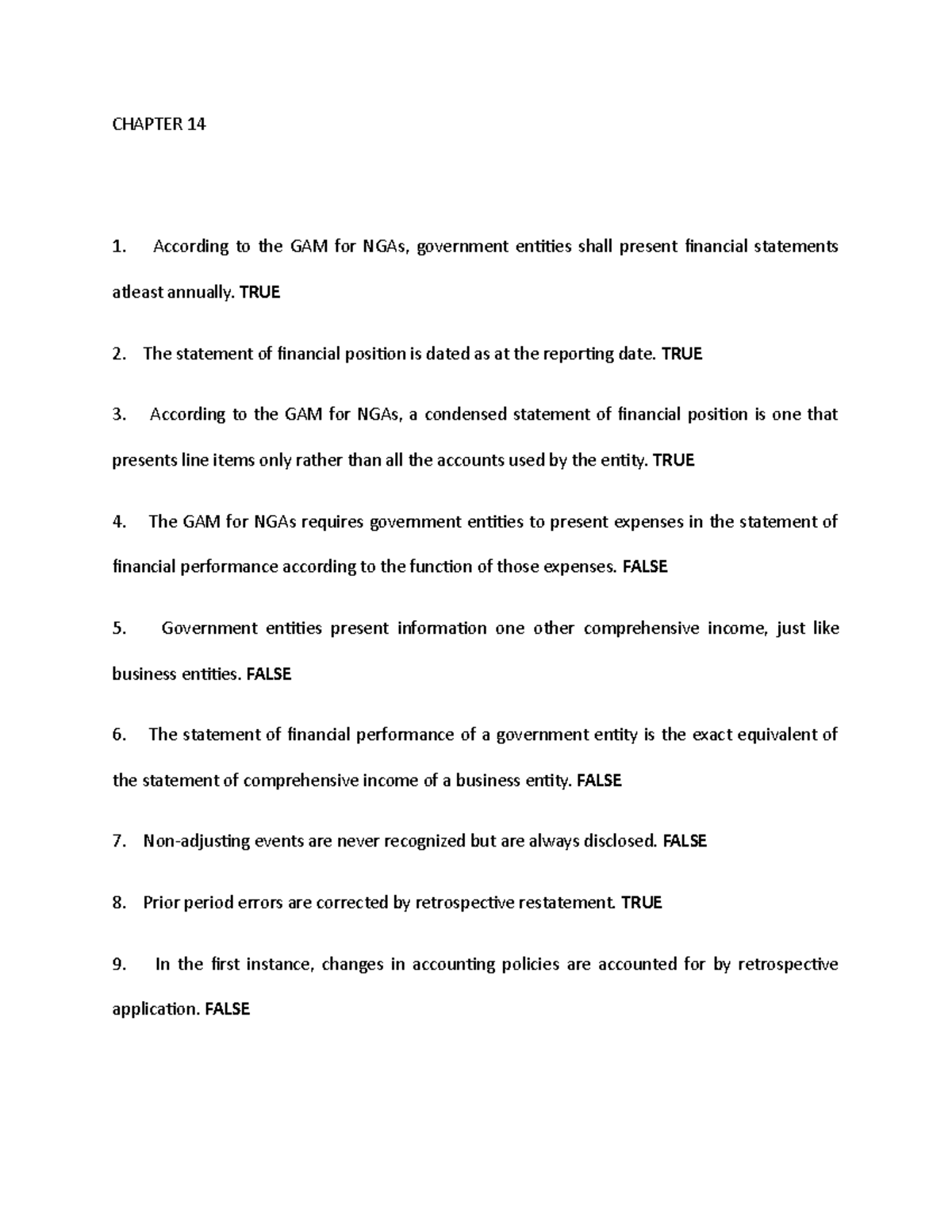 Chapter 14 CHAPTER 14 According to the GAM for NGAs, government