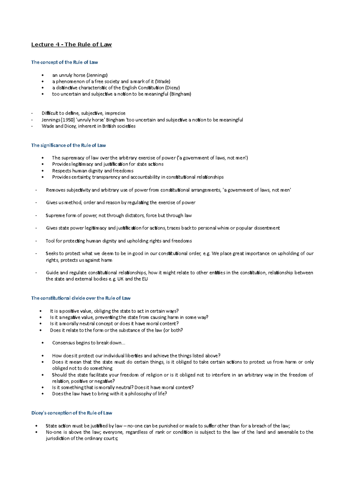 Lecture 4 - The Rule of Law - We place great importance on upholding of ...