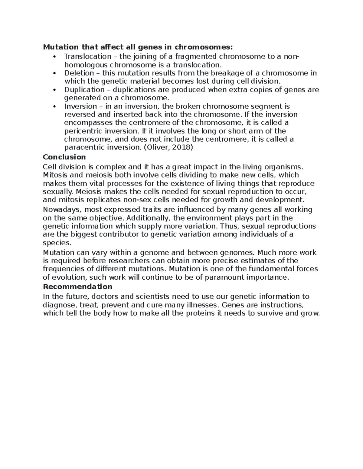 166 - essays - Mutation that affect all genes in chromosomes ...