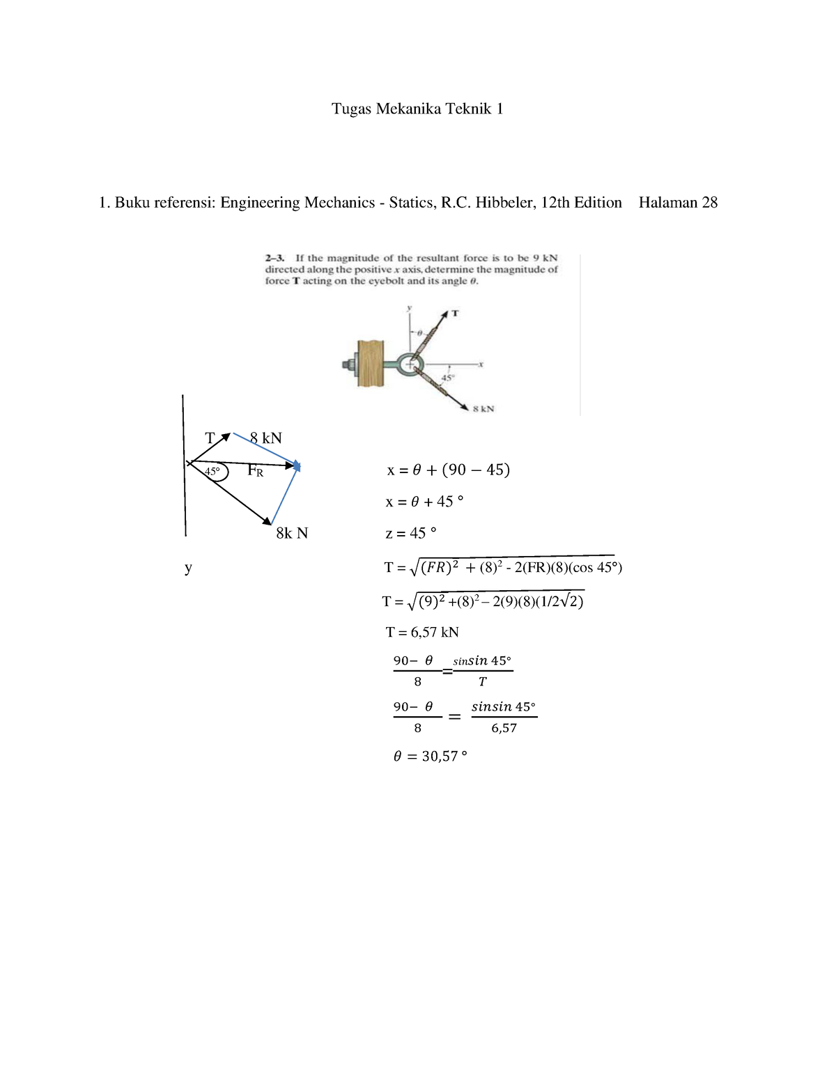 Tugas Mekanika Teknik 1 - Buku Referensi: Engineering Mechanics ...