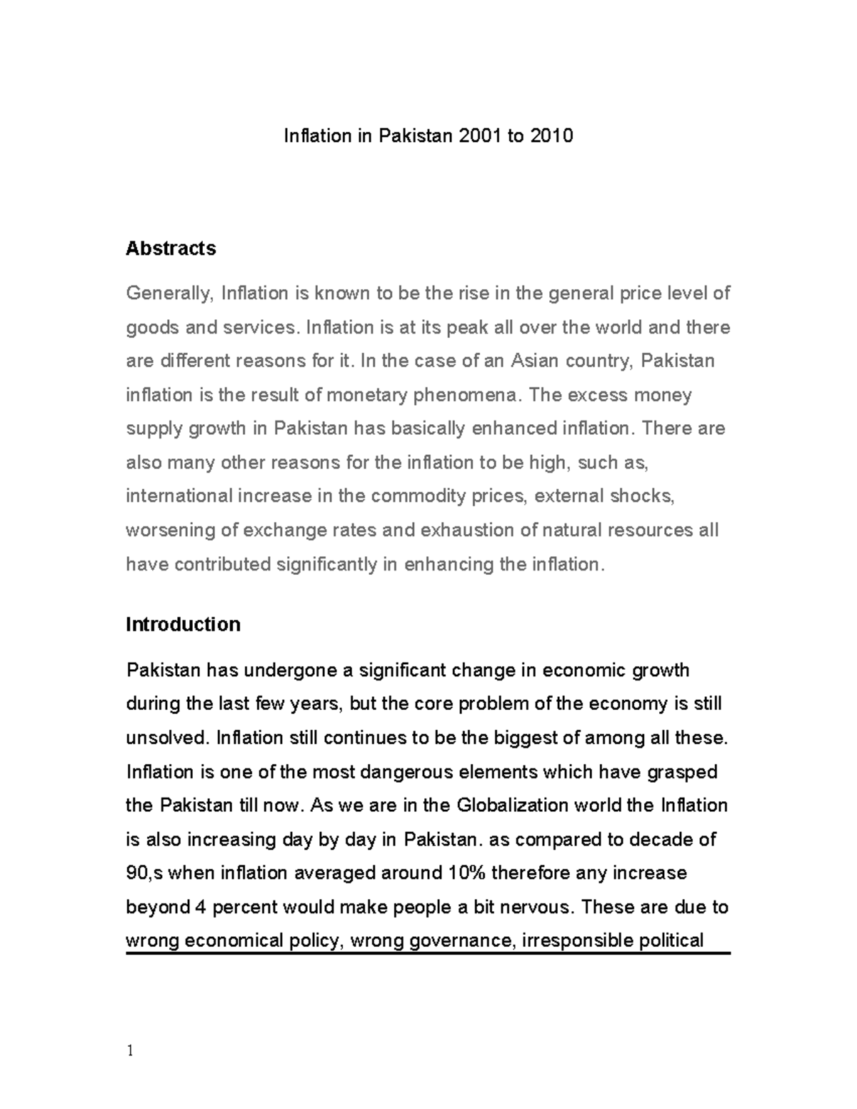 Scribfree - position paper war on drugs - Inflation in Pakistan 2001 to ...