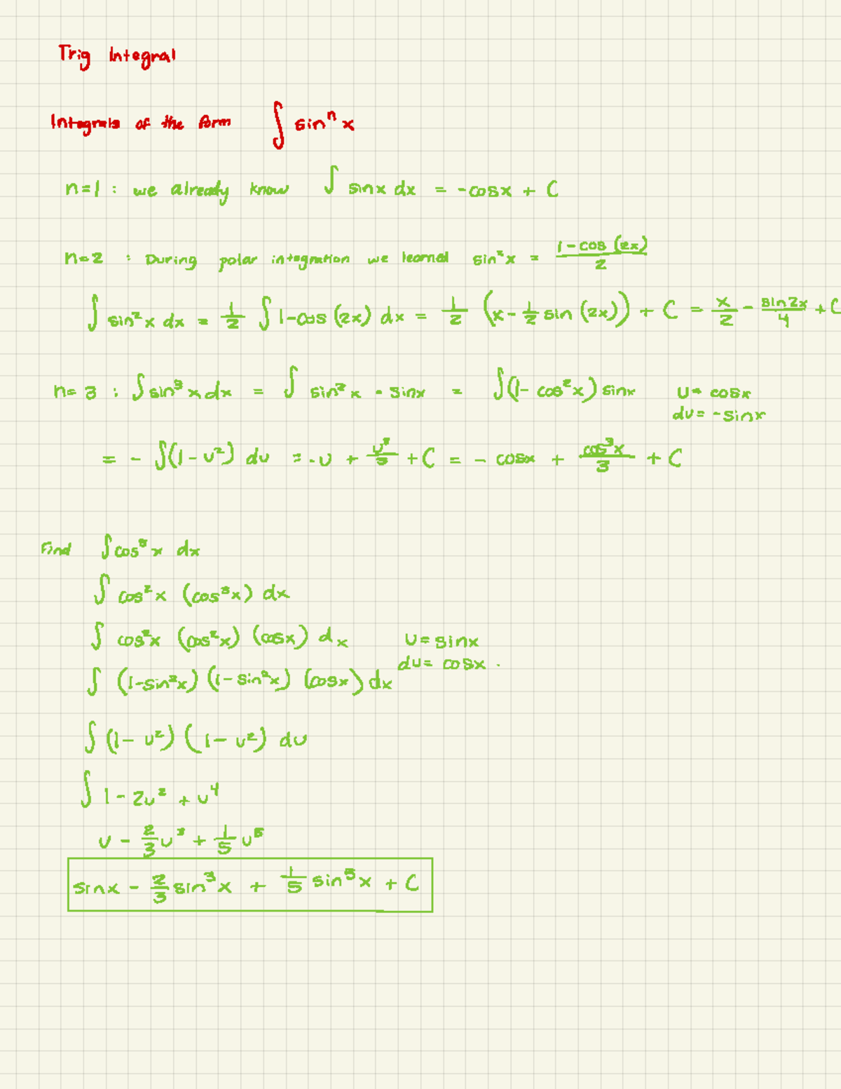 Finding trig integrals - Trig Integral ####### Integrals of the form ...