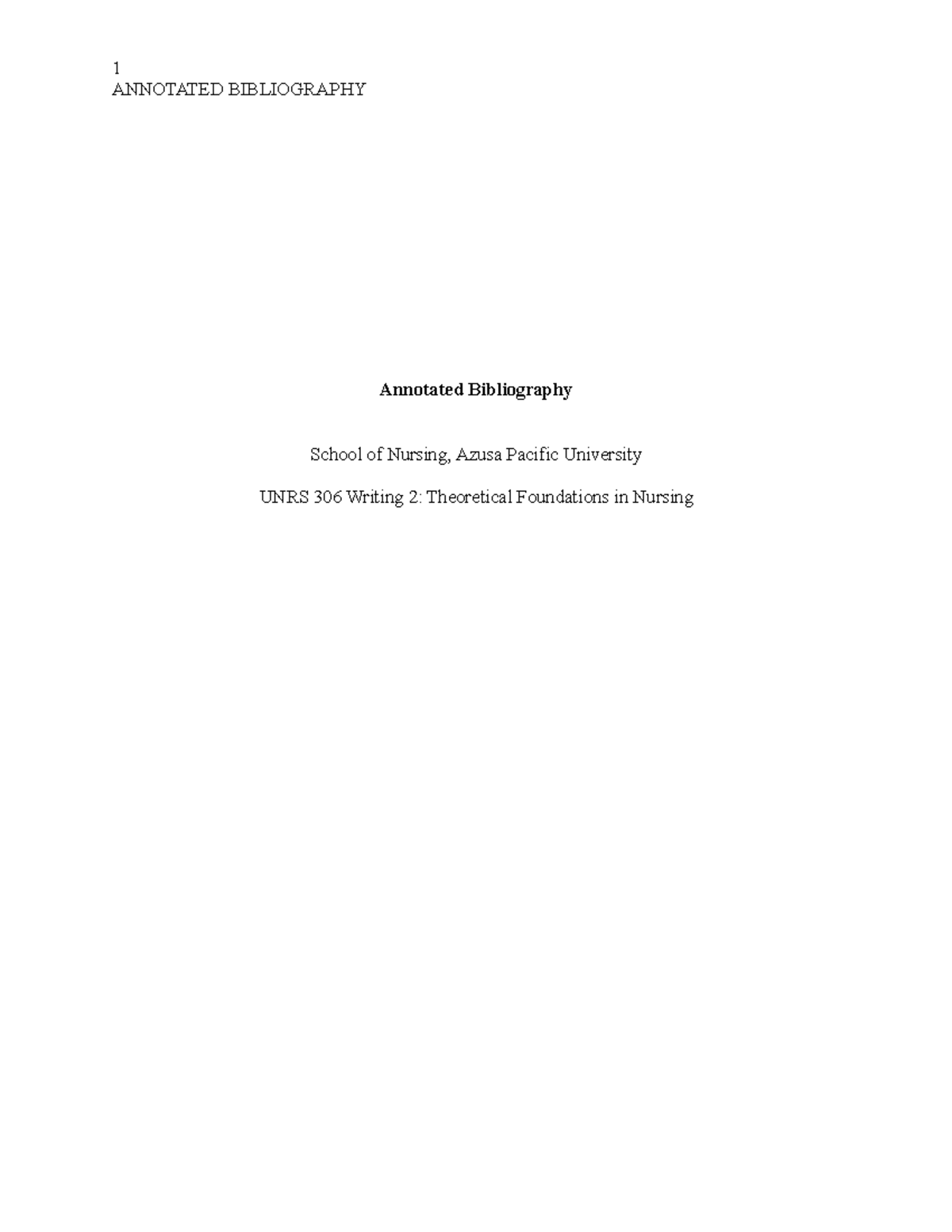 bibliography for assignment in nursing