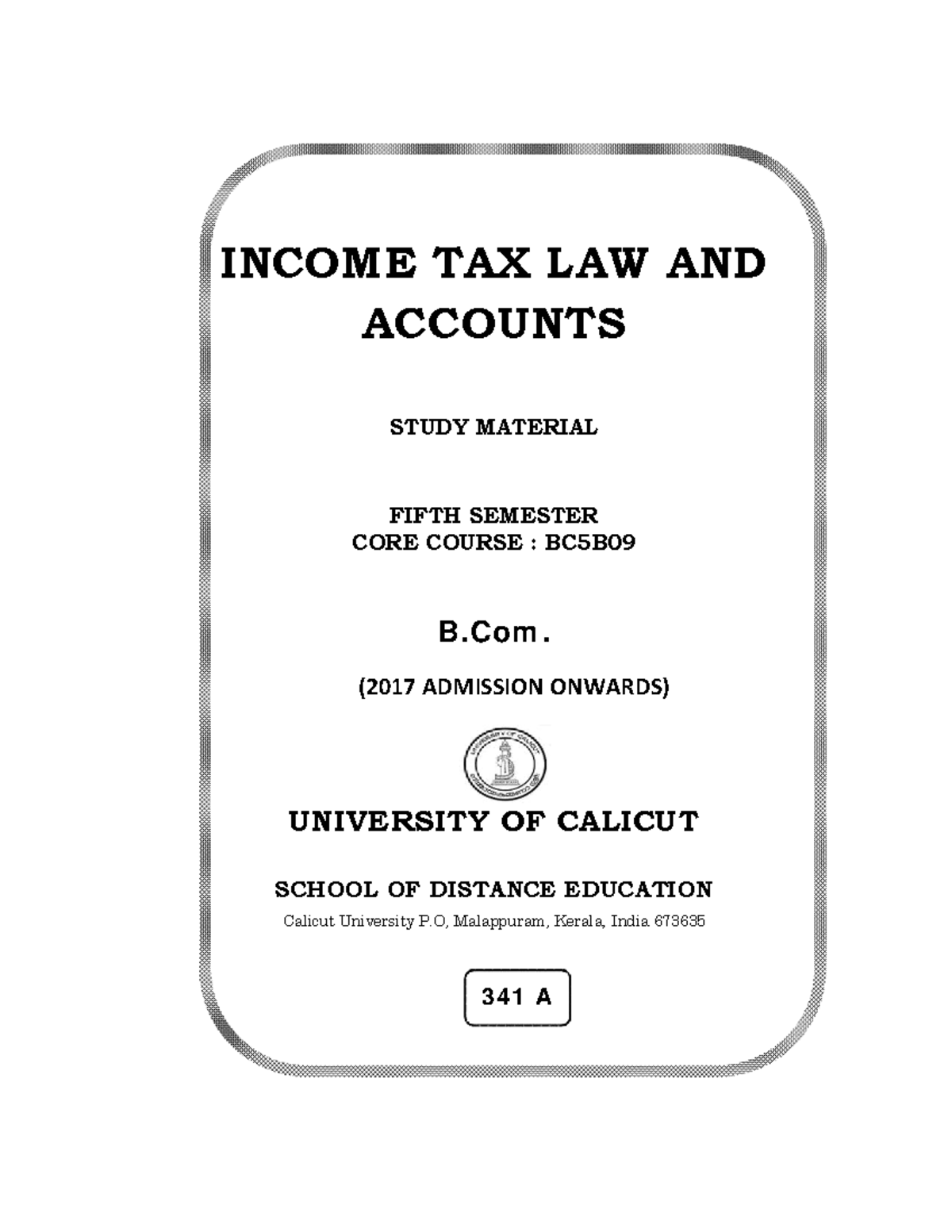 tax text TAX LAW AND ACCOUNTS STUDY MATERIAL FIFTH SEMESTER