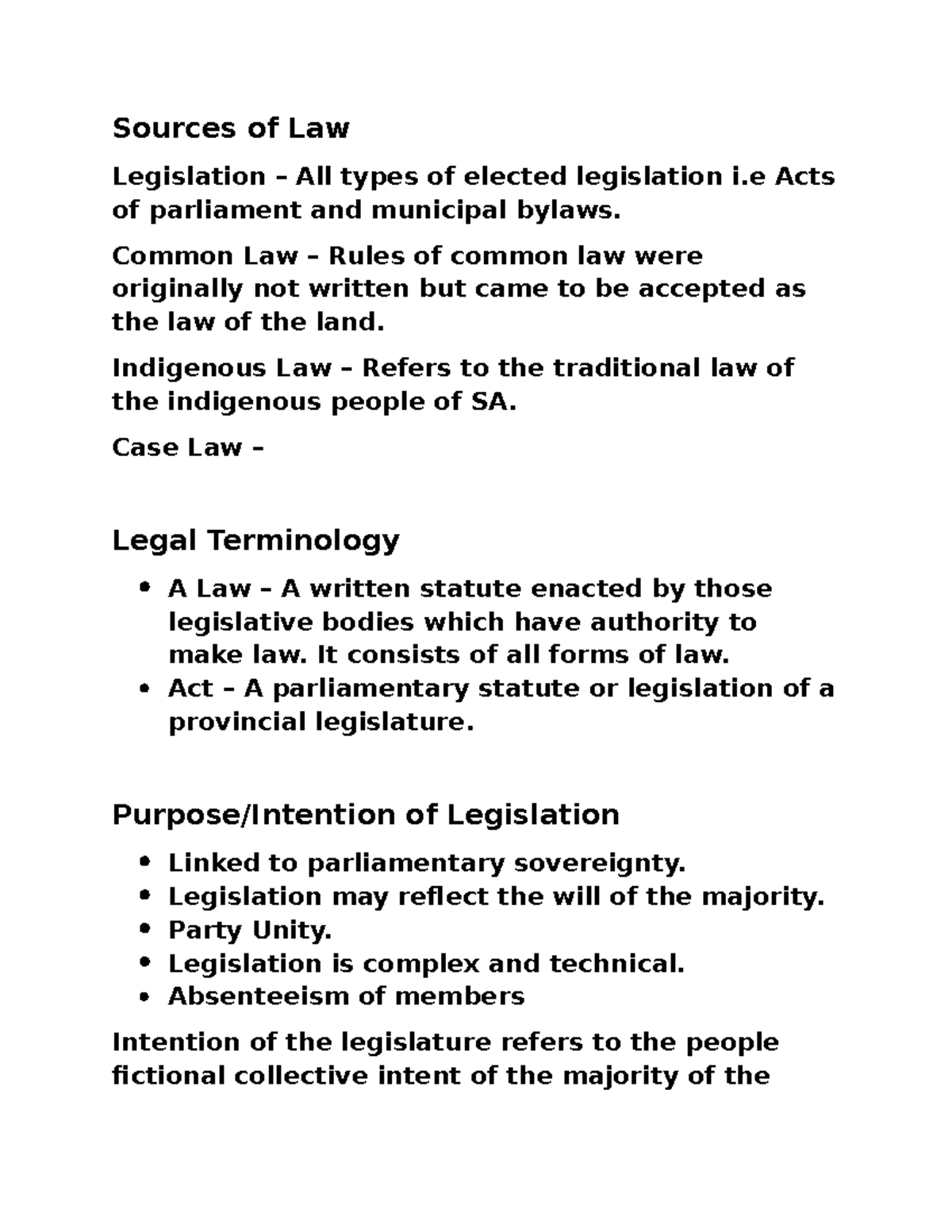 IURI 213 Notes - Summary Statutory interpretation - Sources of Law ...