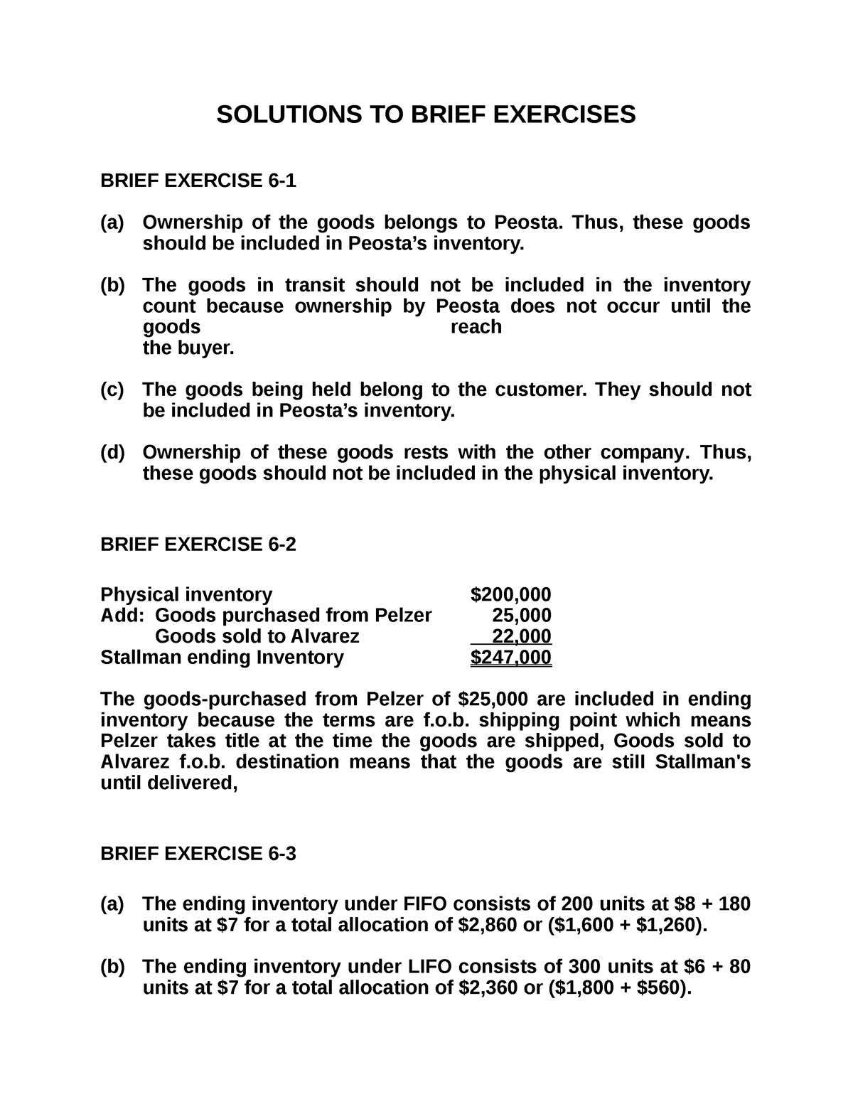 Chapter 6 Brief Exercises Solutions - SOLUTIONS TO BRIEF EXERCISES ...