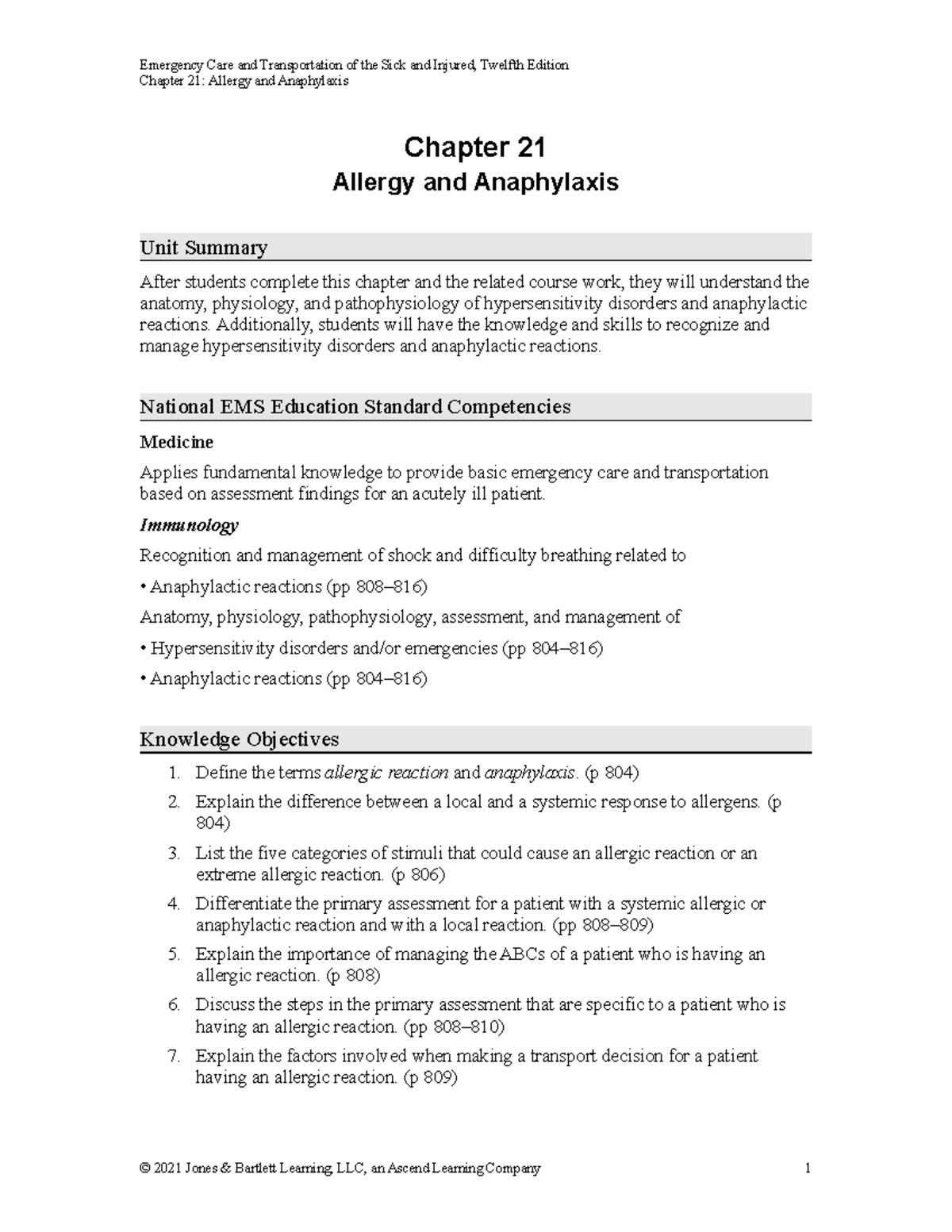 EMT Allergy and Anaphylaxis - Chapter 21: Allergy and Anaphylaxis ...