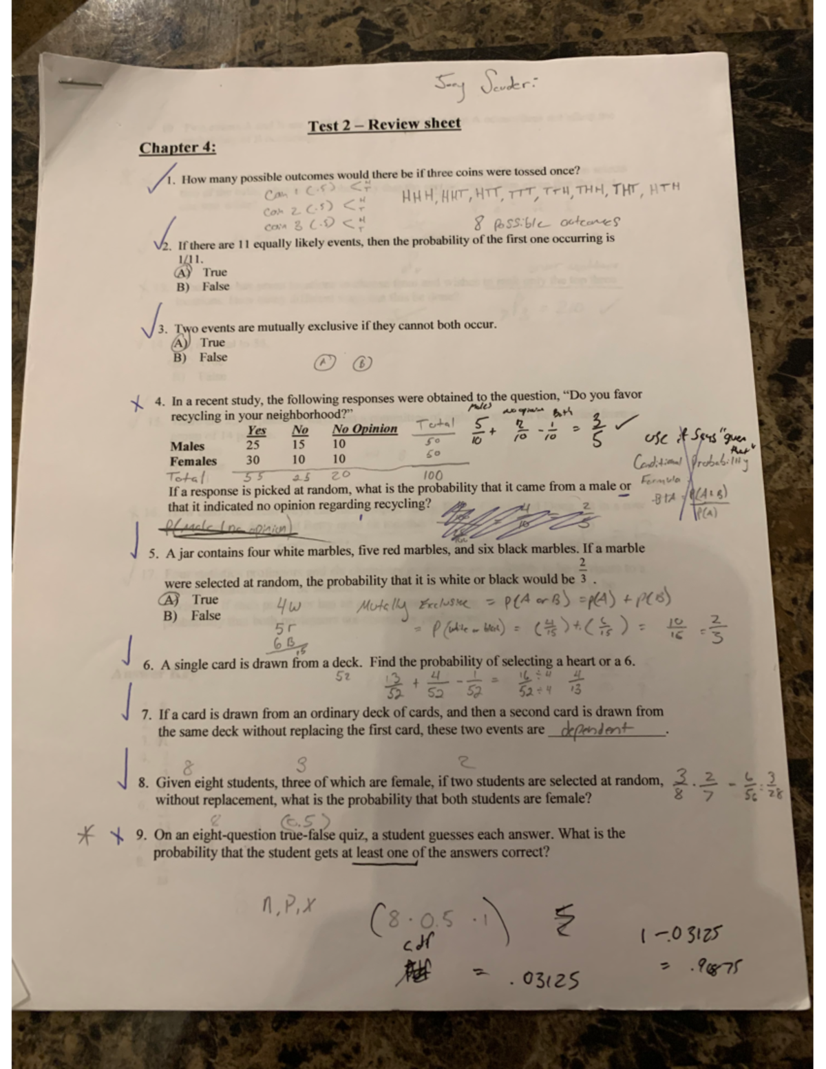 Test 2 Review Sheet - Chapter 4 - STA 2023 - Studocu