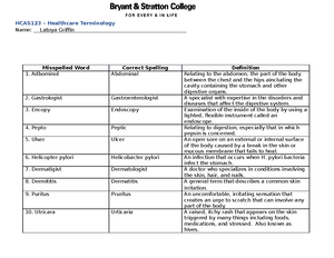 HCAS123 - WK 5 Proofreading - HCAS123 – Healthcare Terminology Name ...