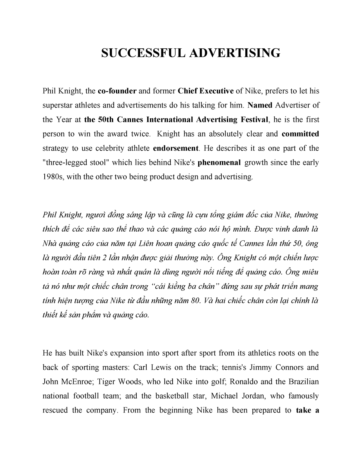 2024- Source TEXT 3A- Successful Advertising - Phil Knight, the co ...