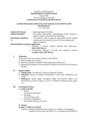 DRRR EXAM Q4 - DRRR Exam Quarter 4 - Republic of the Philippines Caraga ...